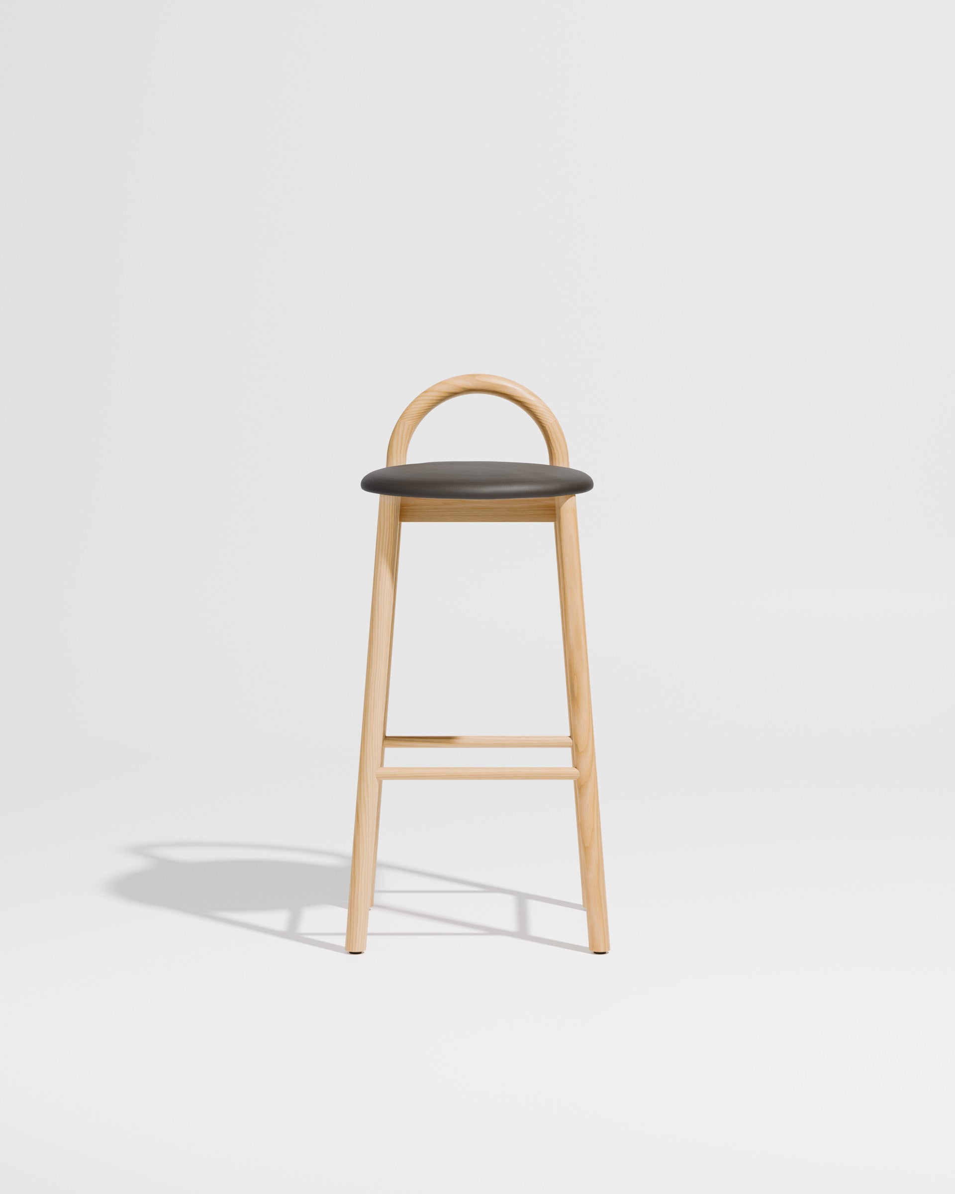 Bobby Bar Stool - Timber Upholstered with leather seat pad | DesignByThem ** HF2 Maharam Lariat (Vinyl) 001 Camel