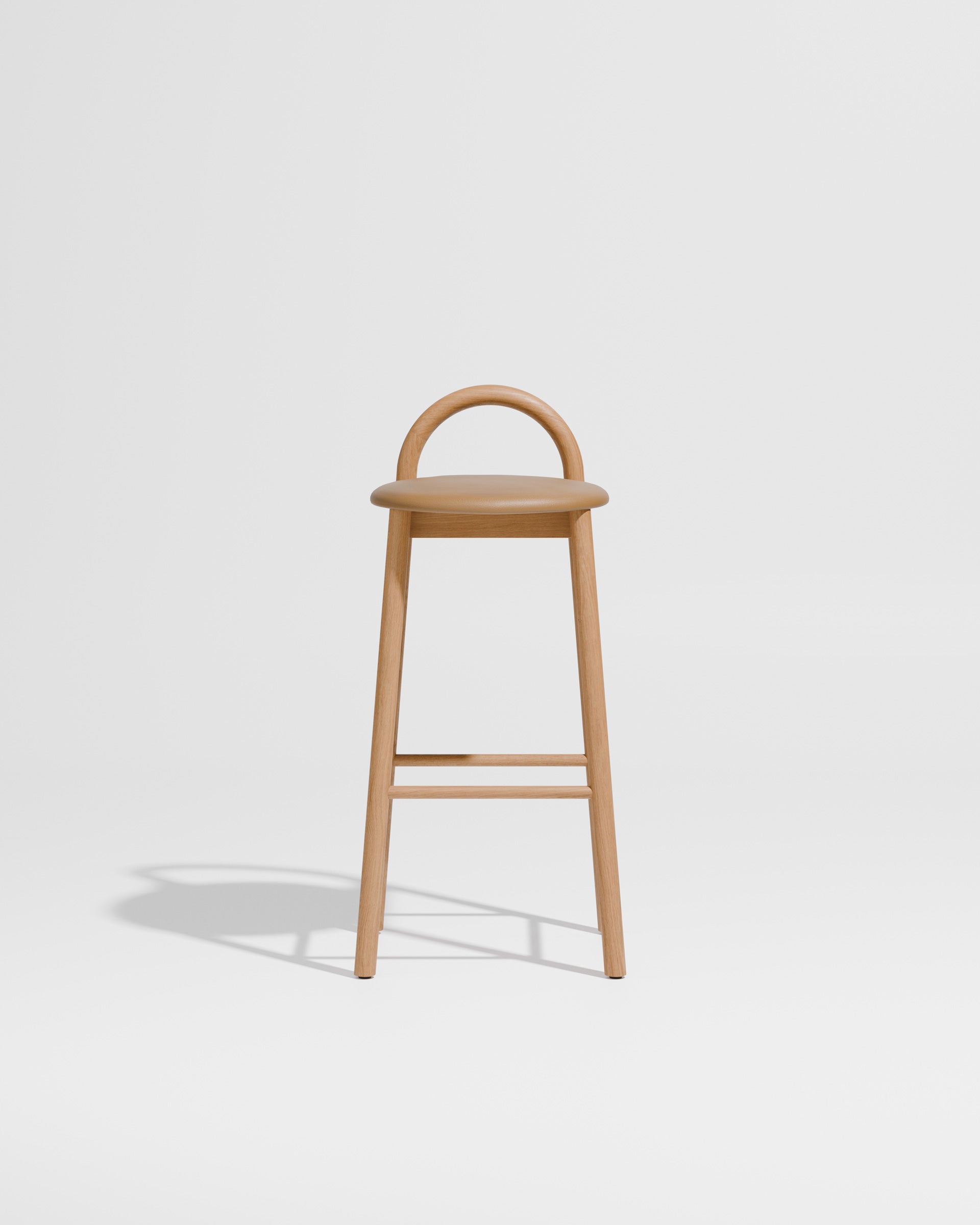 Bobby Bar Stool - Timber Upholstered with leather seat pad | DesignByThem ** HF2 Maharam Lariat (Vinyl) 001 Camel