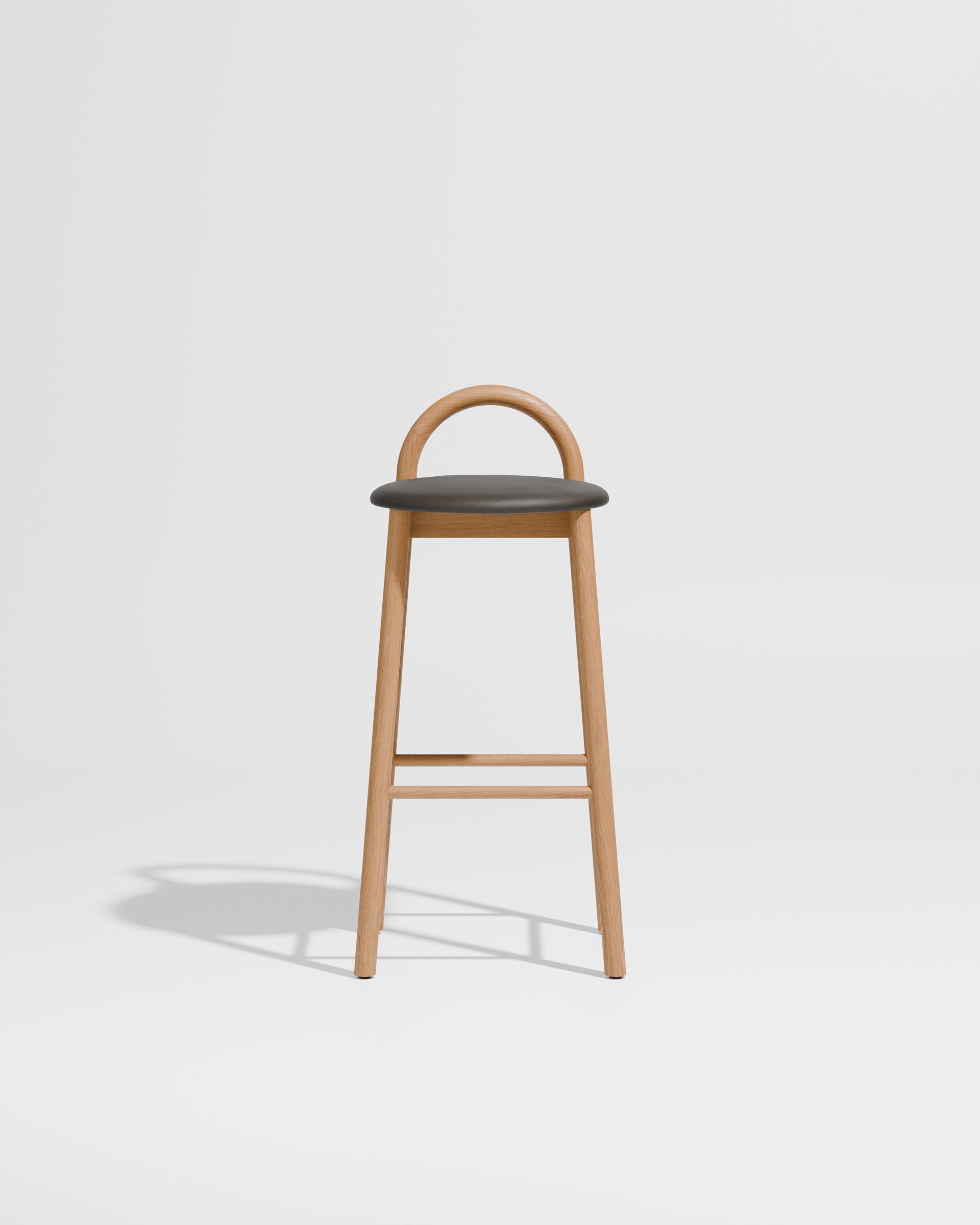 Bobby Bar Stool - Timber Upholstered with leather seat pad | DesignByThem ** HF2 Maharam Lariat (Vinyl) 006 Black