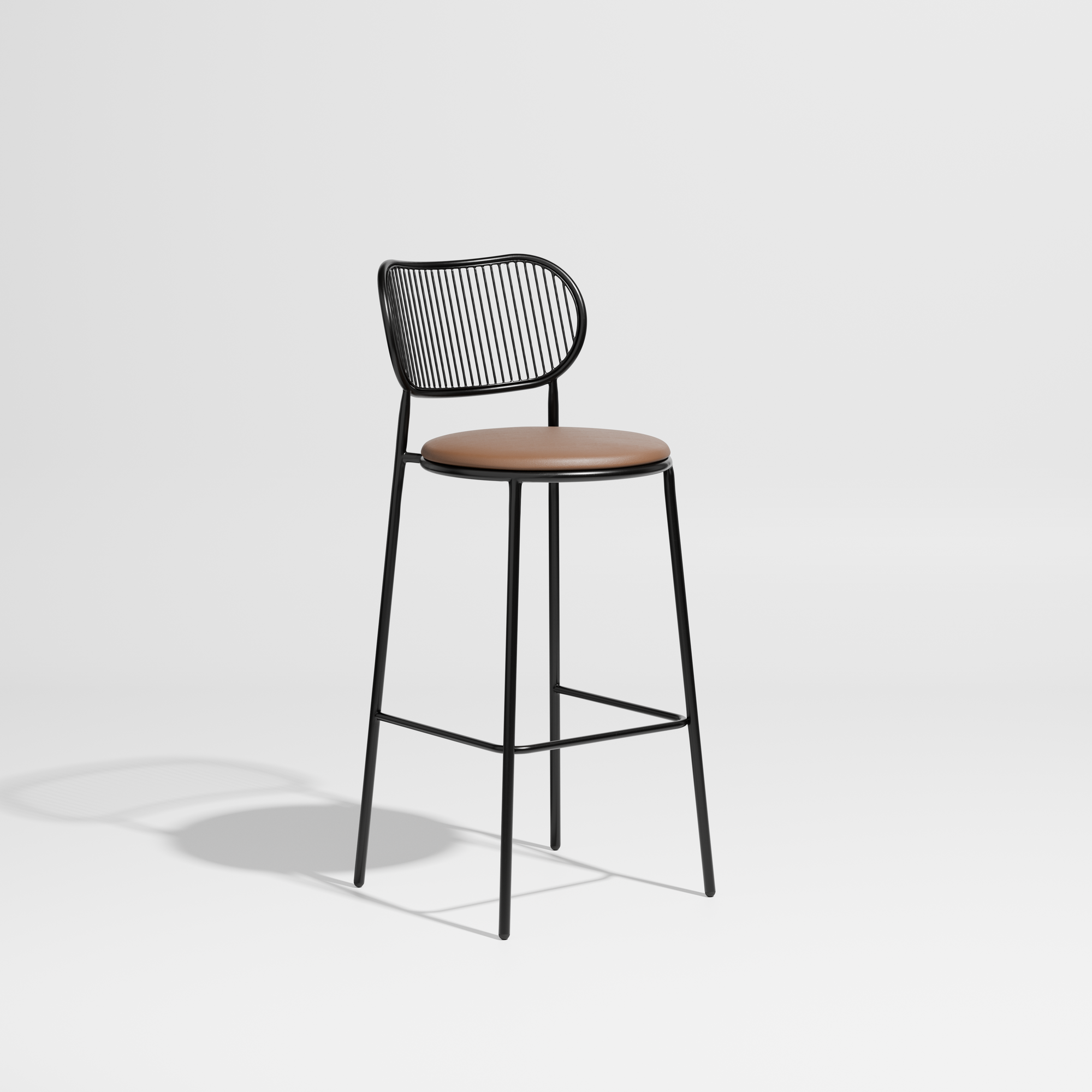 Piper Bar Chair Upholstered | Fabric or Leather Seat | Designed by GibsonKarlo | DesignByThem ** Maharam Lariat (Vinyl) 001 Camel