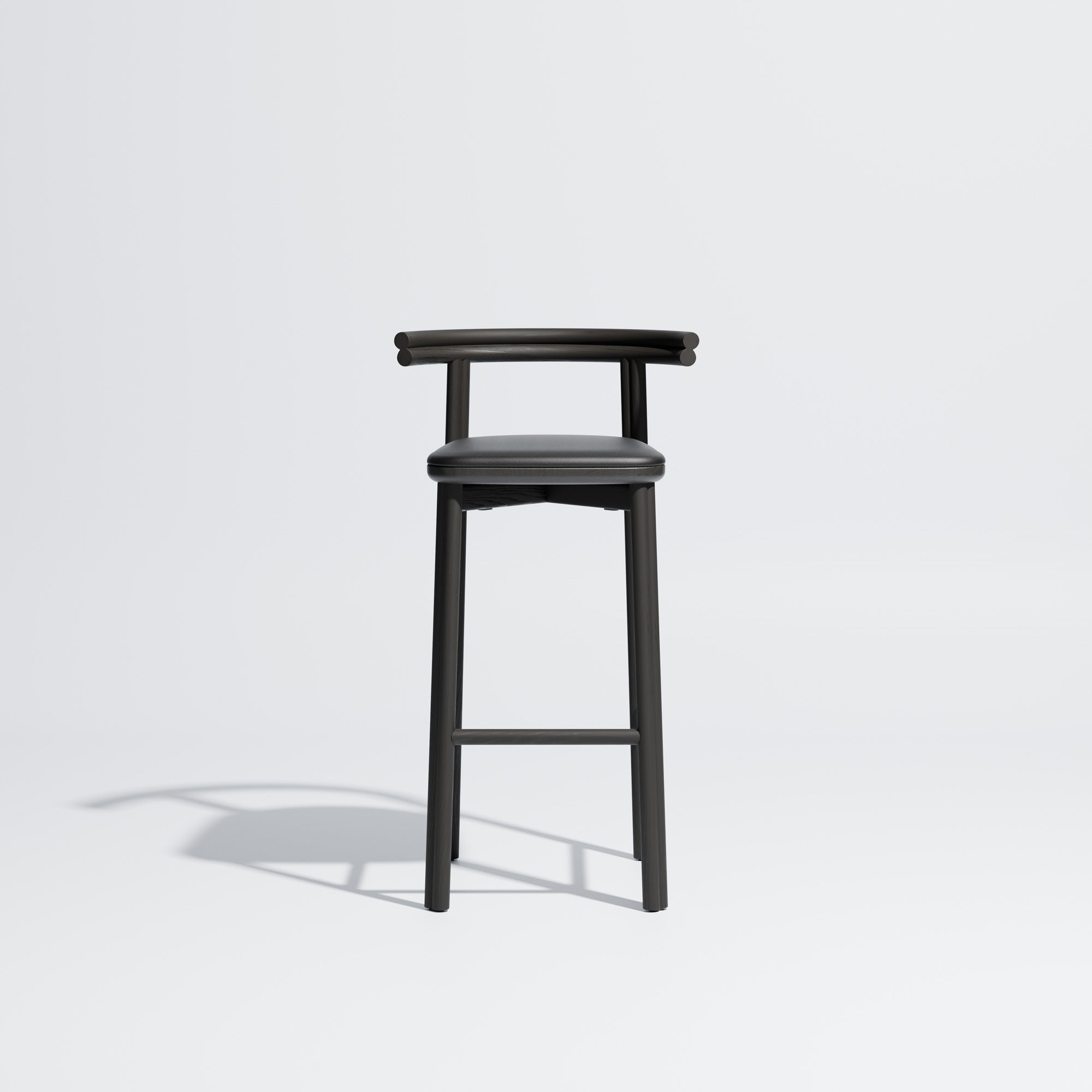 Twill Timber Bar Chair Upholstered Seat | Metal Timber Chair | GibsonKarlo | DesignByThem ** HF2 Maharam Lariat (Vinyl) 006 Black