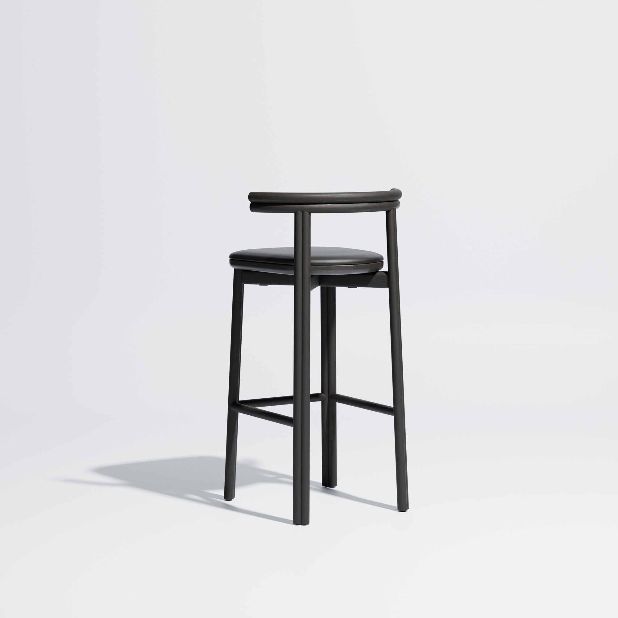 Twill Timber Bar Chair Upholstered Seat | Metal Timber Chair | GibsonKarlo | DesignByThem ** HF2 Maharam Lariat (Vinyl) 006 Black