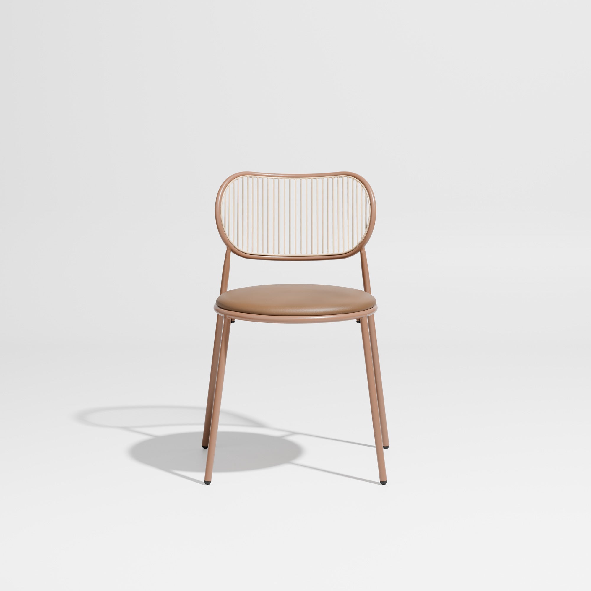 Piper Dining Chair Upholstered | Fabric or Leather Seat Stackable | Designed by GibsonKarlo | DesignByThem  | ** Maharam Lariat (Vinyl) 001 Camel