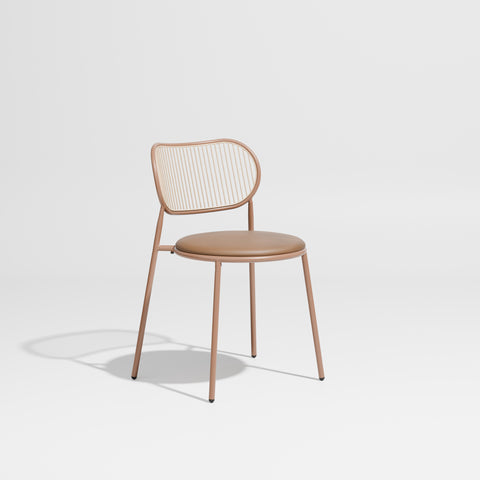 Piper Dining Chair Upholstered | Fabric or Leather Seat Stackable | Designed by GibsonKarlo | DesignByThem | ** Maharam Lariat (Vinyl) 001 Camel