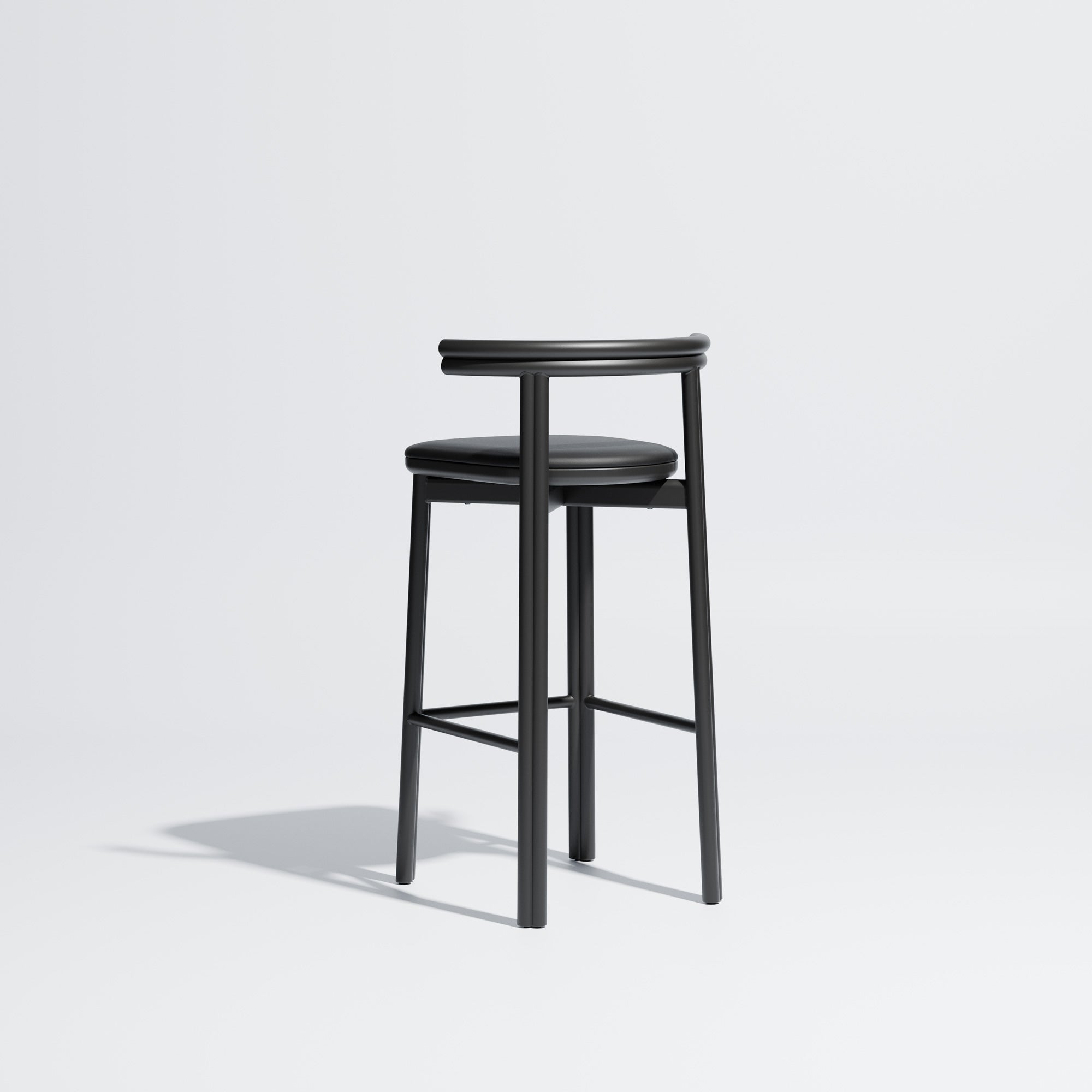 Twill Metal Bar Chair Upholstered Seat | Black Metal Counter Stool | GibsonKarlo | DesignByThem ** HF2 Maharam Lariat (Vinyl) 006 Black