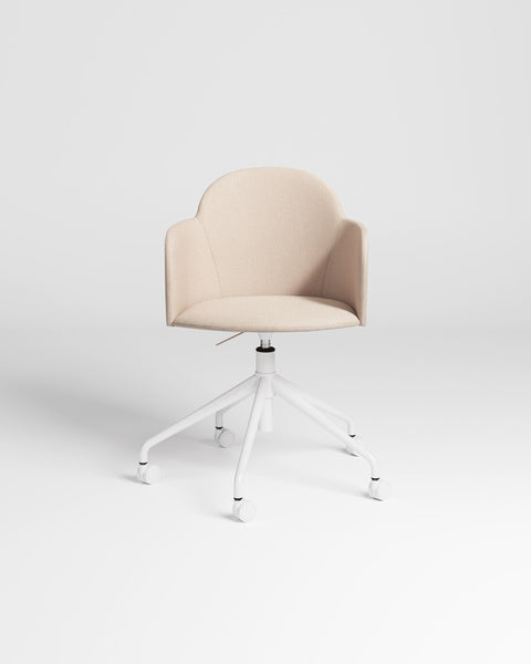 Potato Armchair Swivel Gaslift with Castors White Base | Office or Dining Tub Chair | Gibson Karlo | DesignByThem ** HF2 Messenger - 078 Tusk