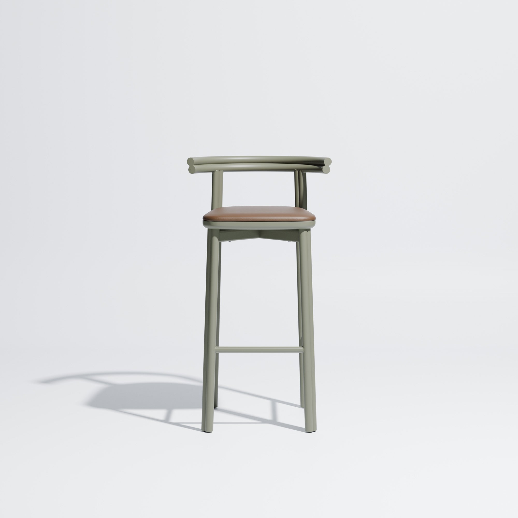 Twill Metal Bar Chair Upholstered Seat | Metal Counter Stool | GibsonKarlo | DesignByThem ** HF2 Maharam Lariat (Vinyl) 001 Camel