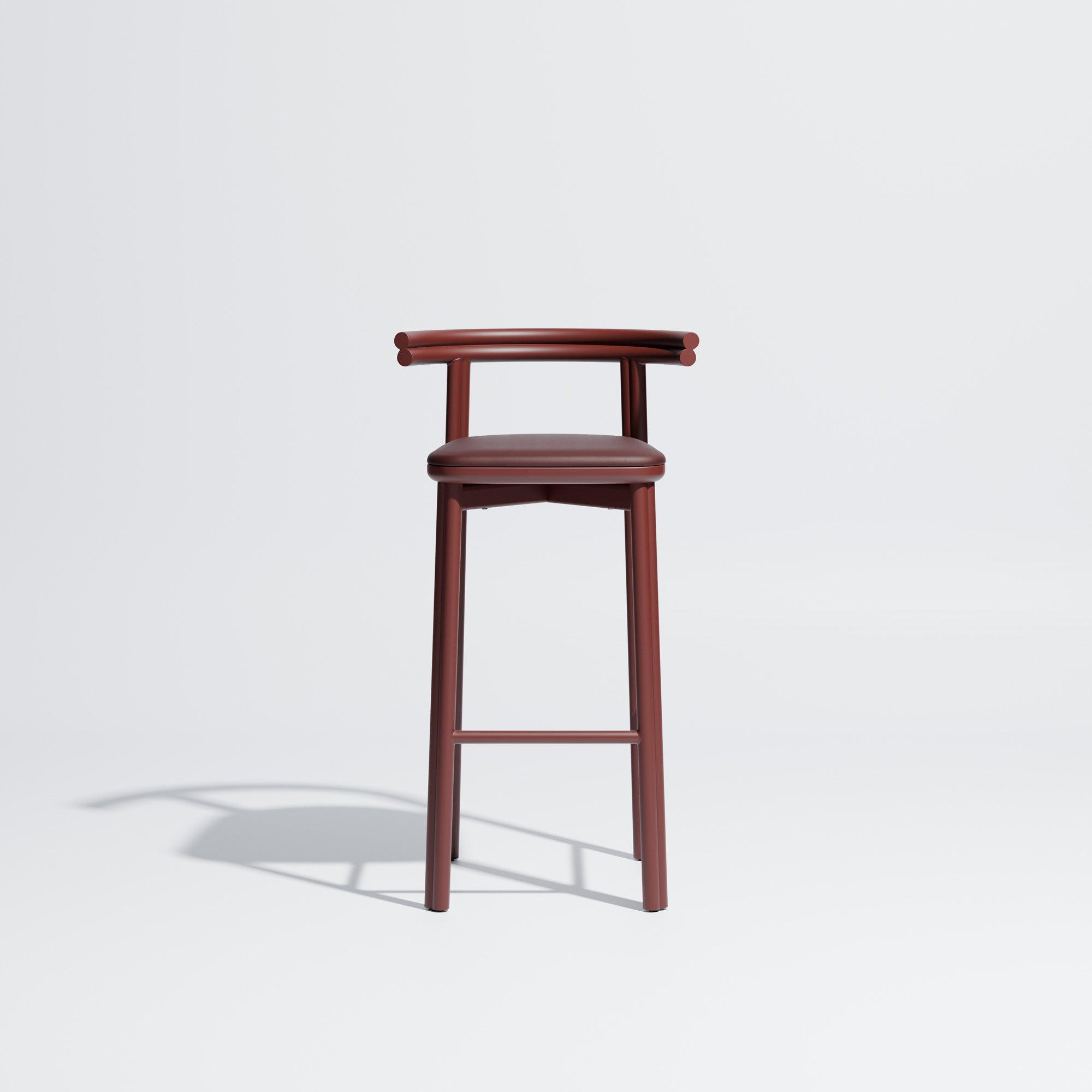 Twill Metal Bar Chair Upholstered Seat | Metal Counter Stool | GibsonKarlo | DesignByThem ** HF2 Maharam Lariat (Vinyl) 044 Maroon