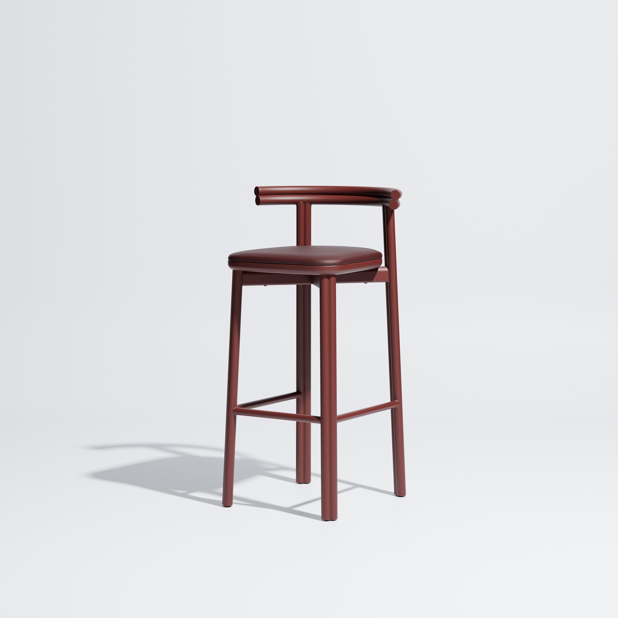 Twill Metal Bar Chair Upholstered Seat | Metal Counter Stool | GibsonKarlo | DesignByThem ** HF2 Maharam Lariat (Vinyl) 044 Maroon