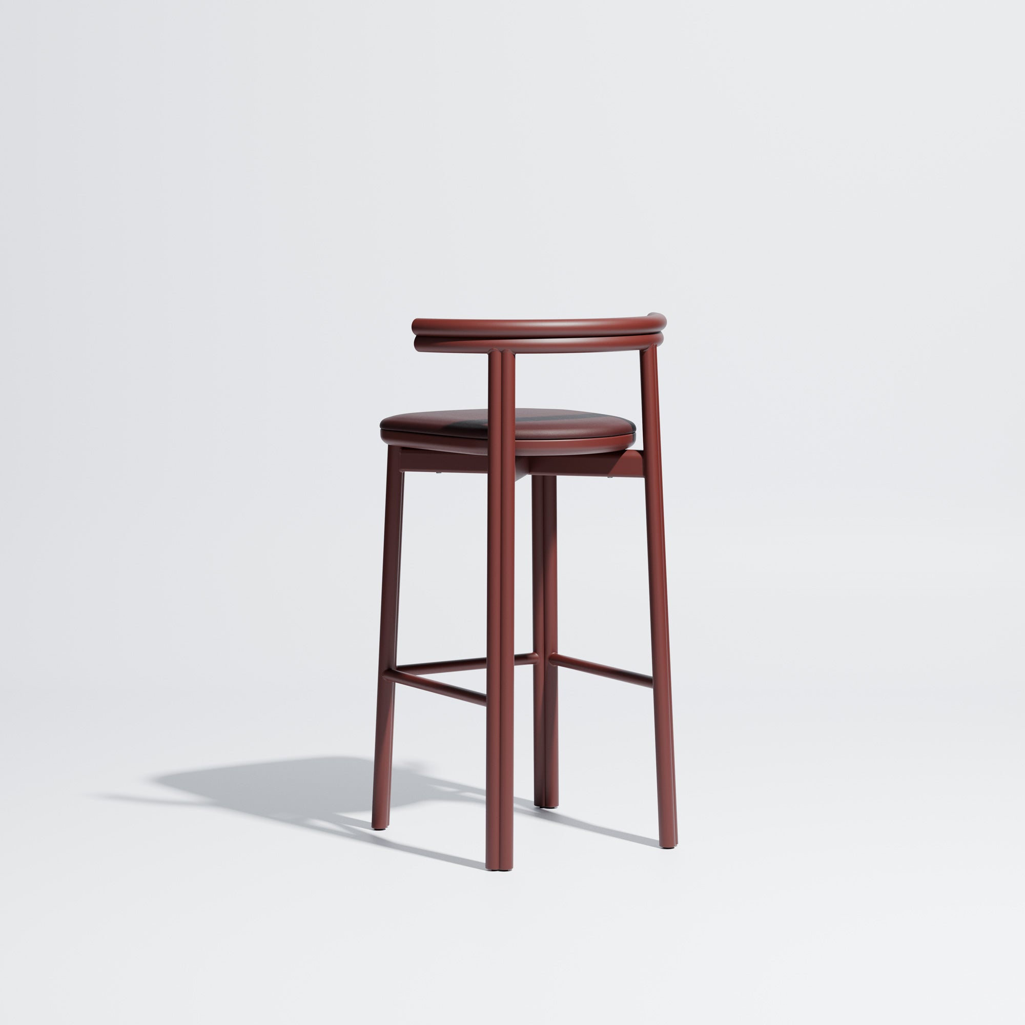 Twill Metal Bar Chair Upholstered Seat | Metal Counter Stool | GibsonKarlo | DesignByThem ** HF2 Maharam Lariat (Vinyl) 044 Maroon