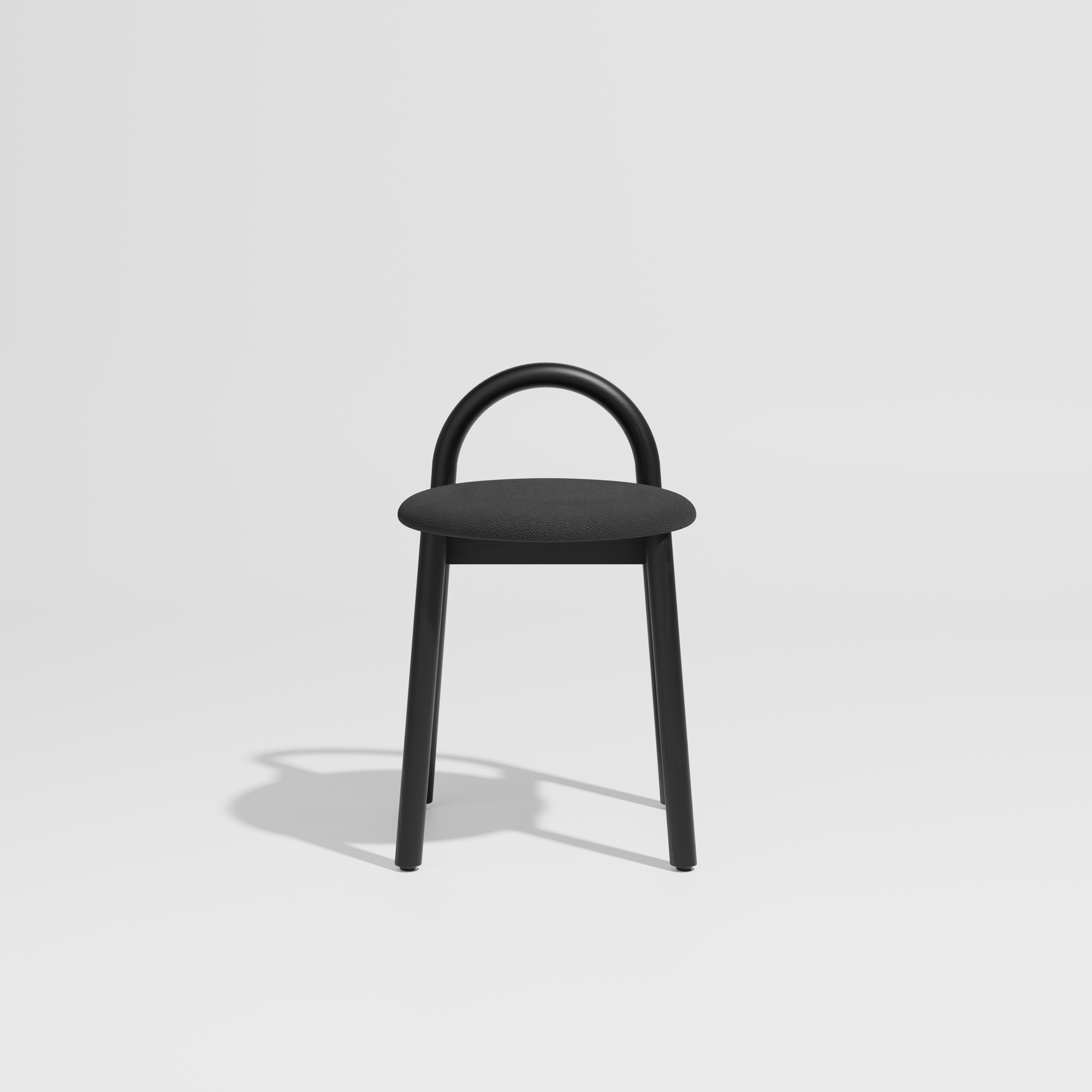 Bobby Timber Low Stool with Seat Pad | DesignByThem ** Maharam Merit 004 / Black Ash