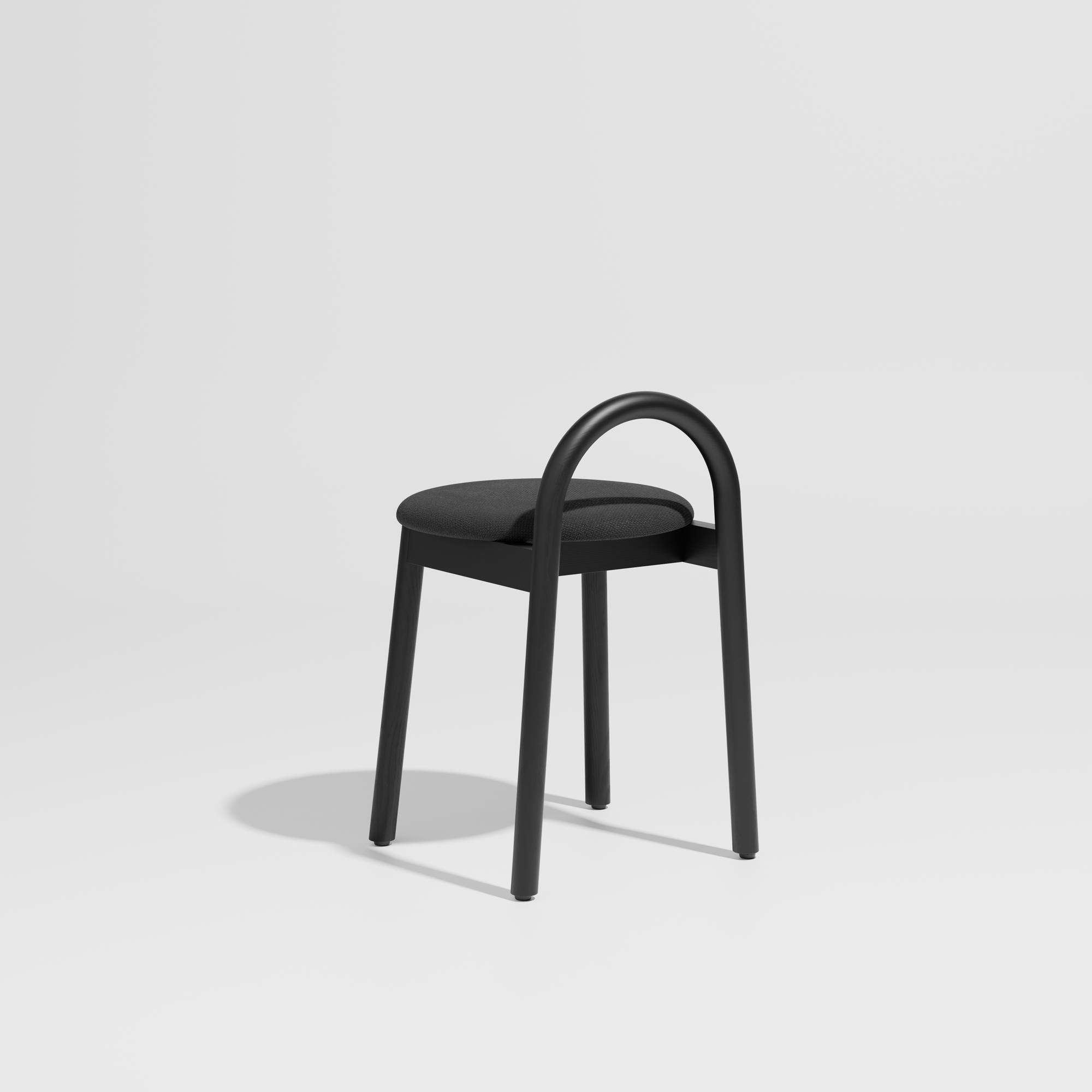 Bobby Timber Low Stool with Seat Pad | DesignByThem ** Maharam Merit 004 / Black Ash