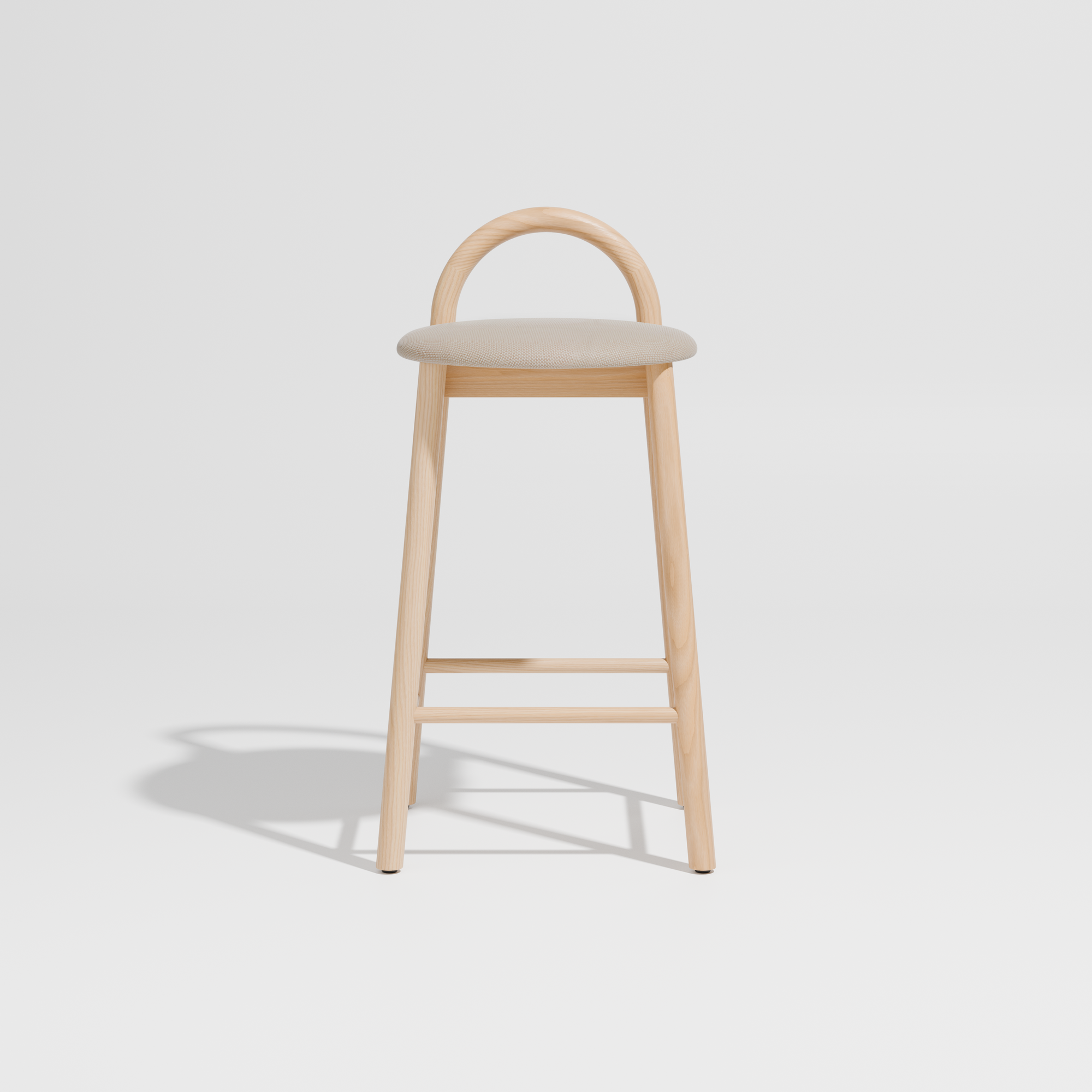 Bobby Timber Bar Counter Stool with Seat Pad | DesignByThem ** Maharam Merit 030 / Ash