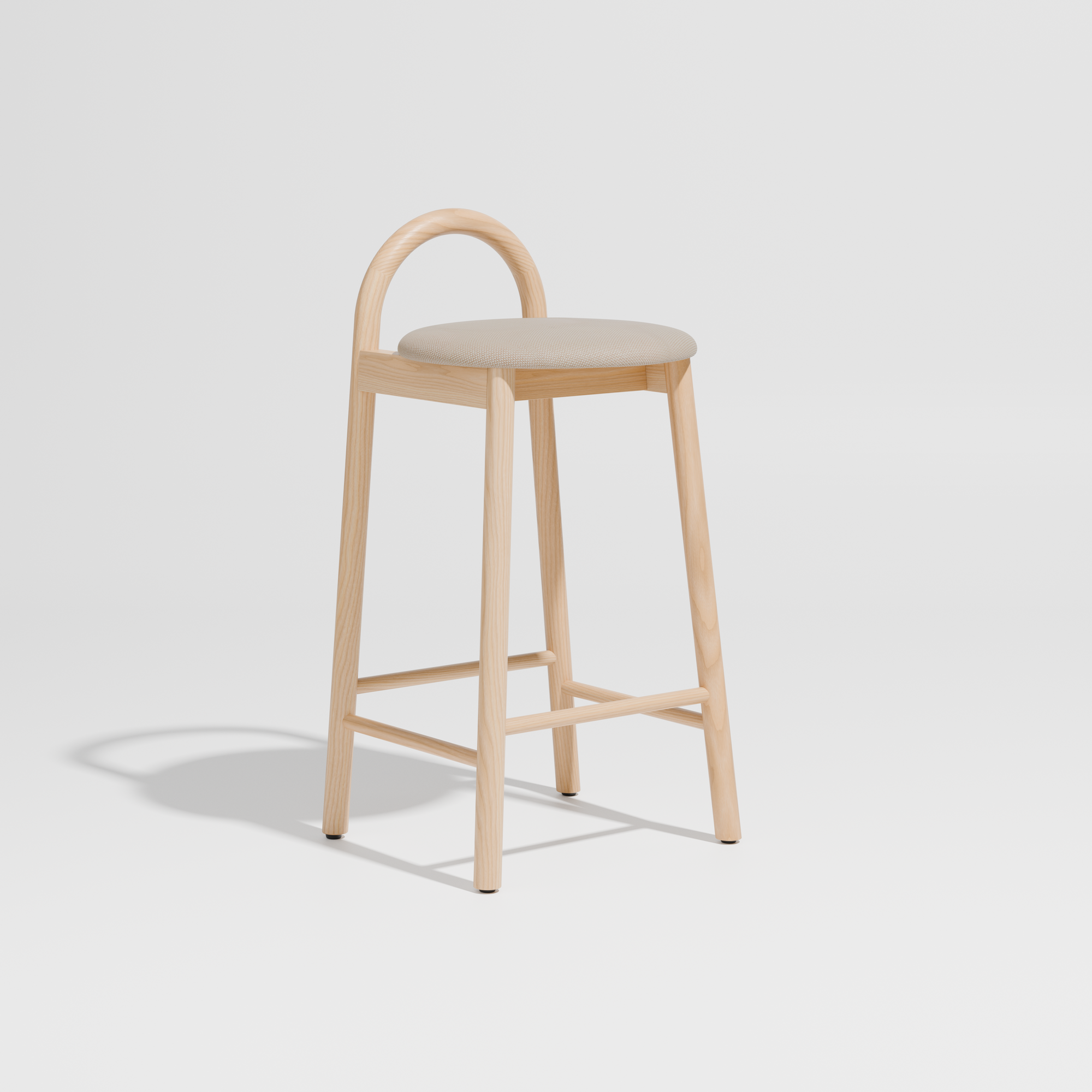 Bobby Timber Bar Counter Stool with Seat Pad | DesignByThem ** Maharam Merit 030 / Ash