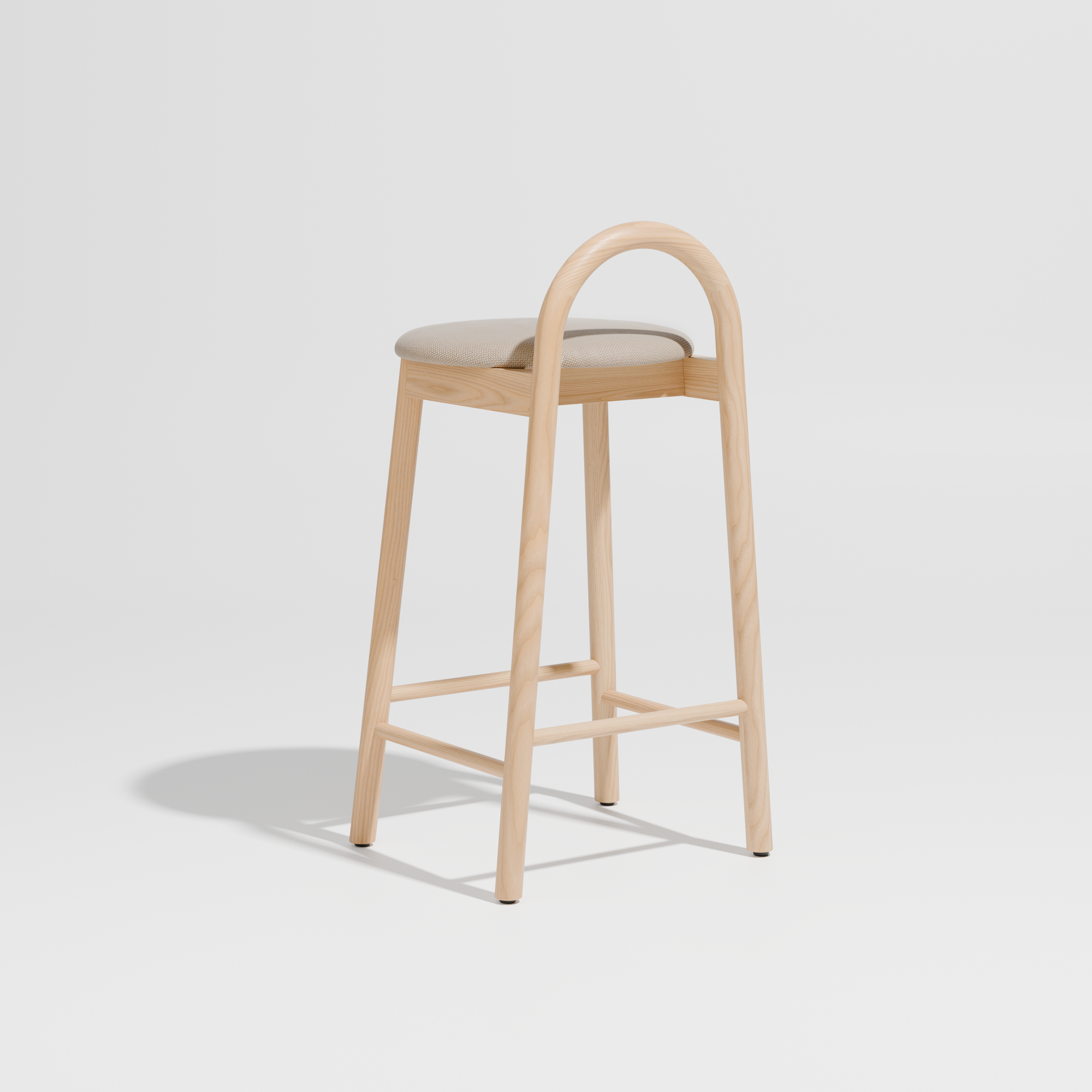 Bobby Timber Bar Counter Stool with Seat Pad | DesignByThem ** Maharam Merit 030 / Ash