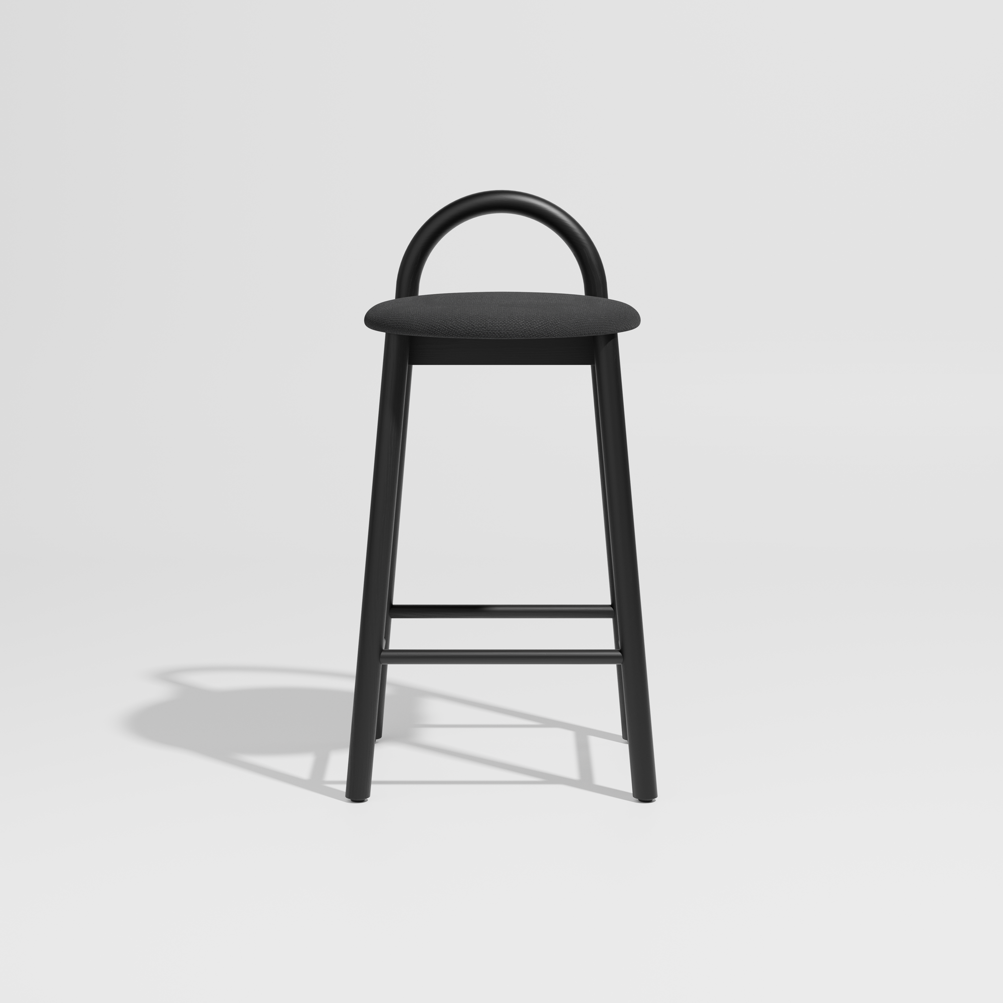 Bobby Timber Bar Counter Stool with Seat Pad | DesignByThem ** Maharam Merit 004 / Black Ash