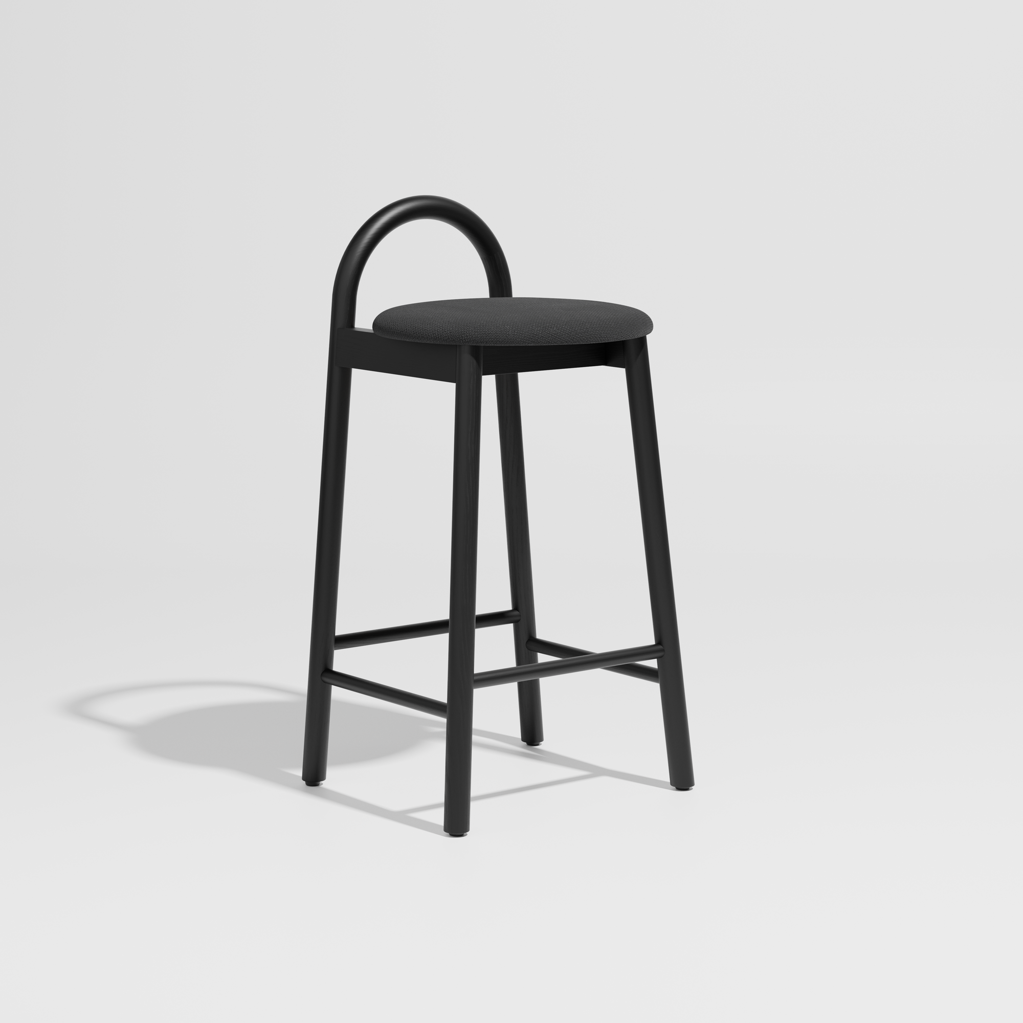 Bobby Timber Bar Counter Stool with Seat Pad | DesignByThem ** Maharam Merit 004 / Black Ash