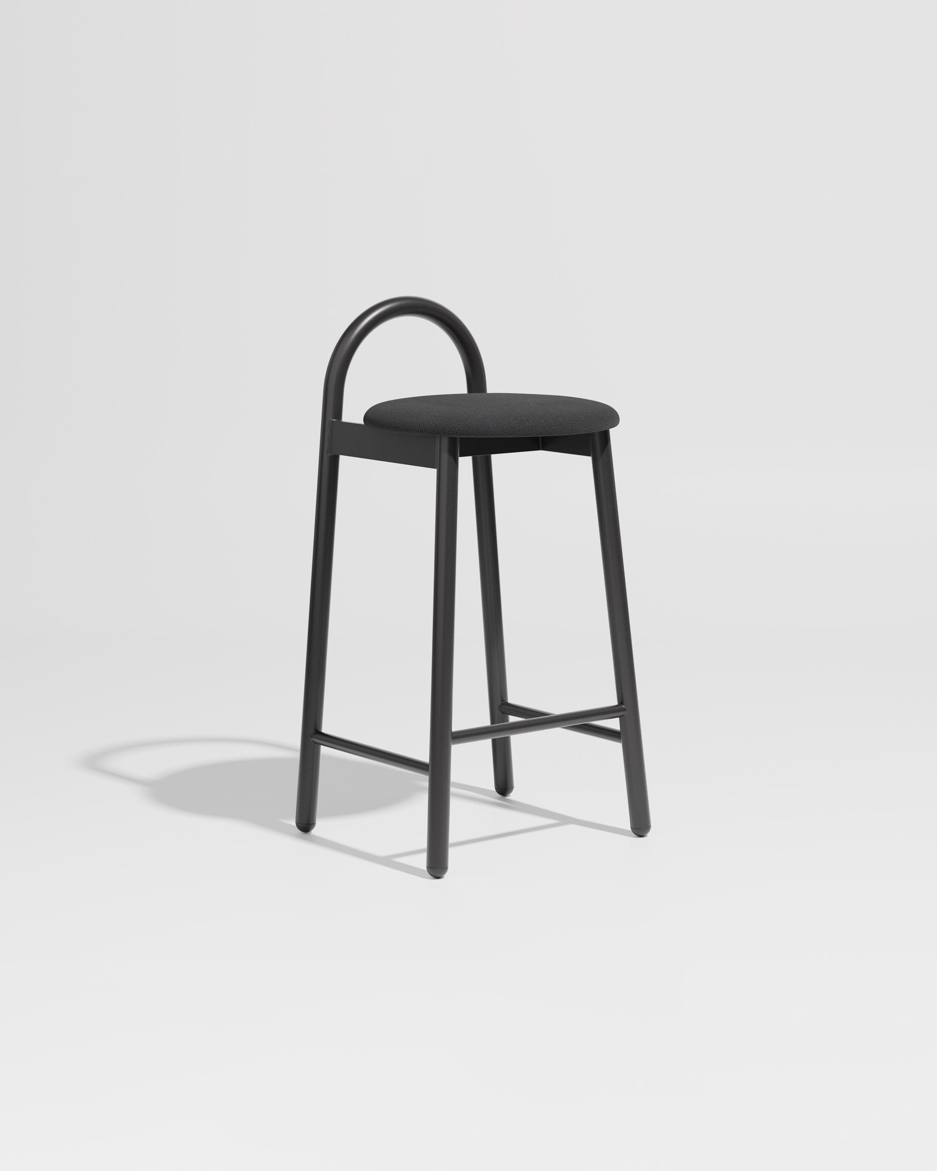 Bobby Counter Stool Metal Upholstered | Daniel Tucker | DesignByThem ** Maharam Merit 004 / Black