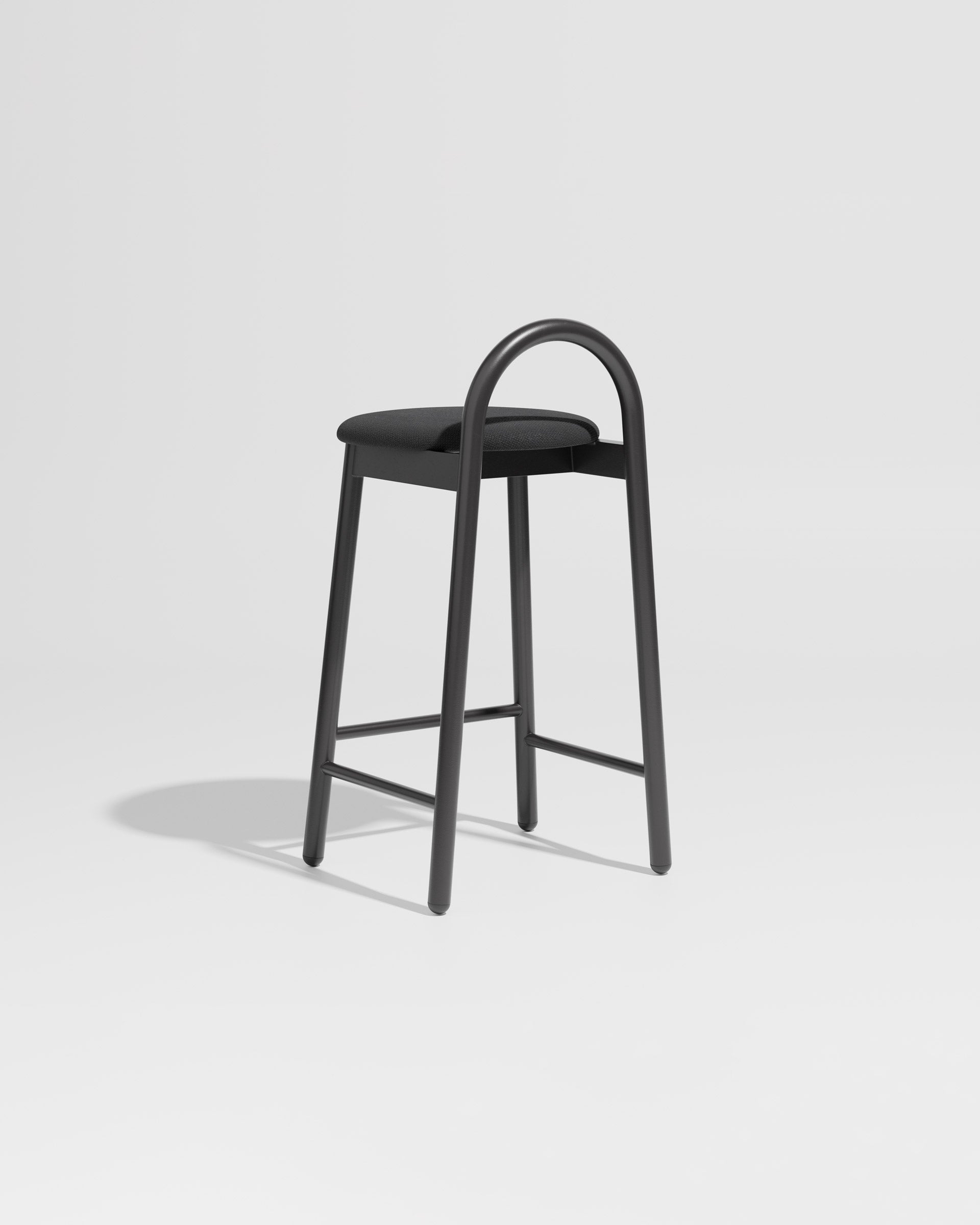 Bobby Counter Stool Metal Upholstered | Daniel Tucker | DesignByThem ** Maharam Merit 004 / Black