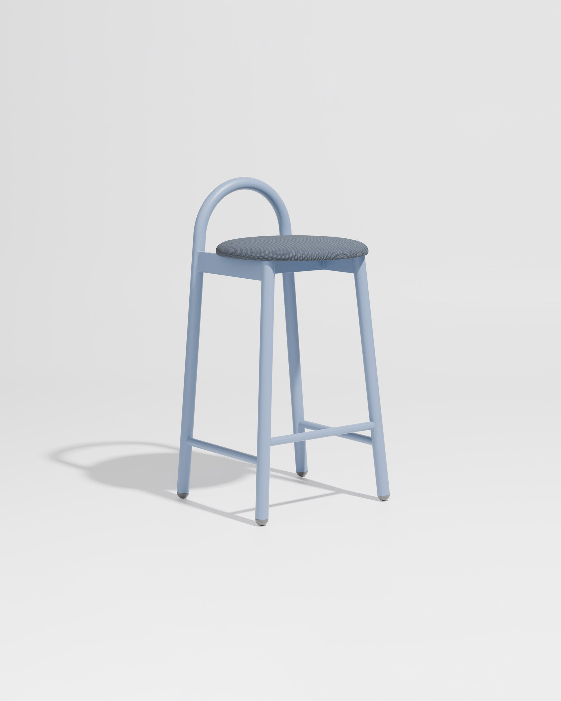 Bobby Counter Stool Metal Upholstered | Daniel Tucker | DesignByThem ** Maharam Merit 012 / Chalk Blue