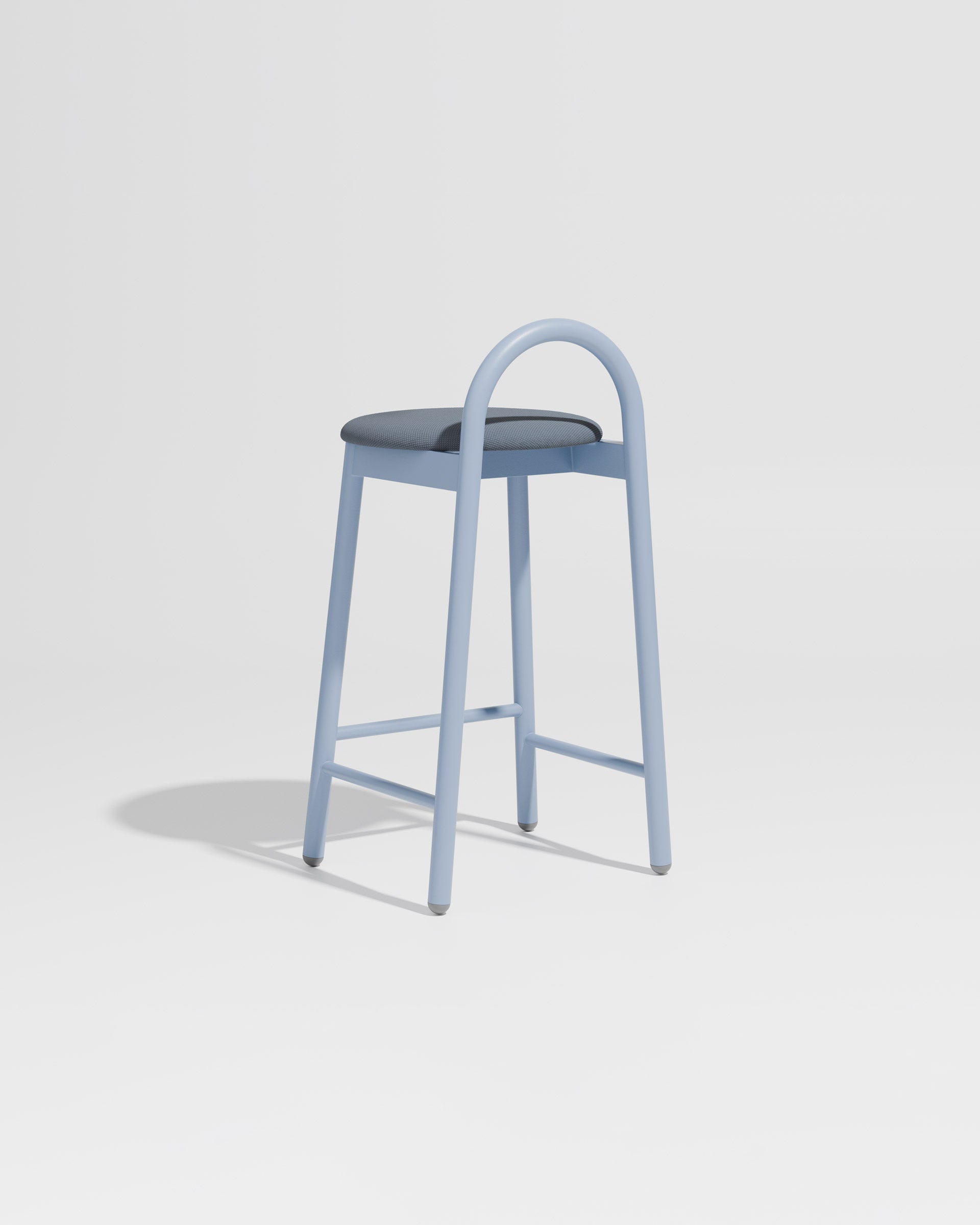 Bobby Counter Stool Metal Upholstered | Daniel Tucker | DesignByThem ** Maharam Merit 012 / Chalk Blue