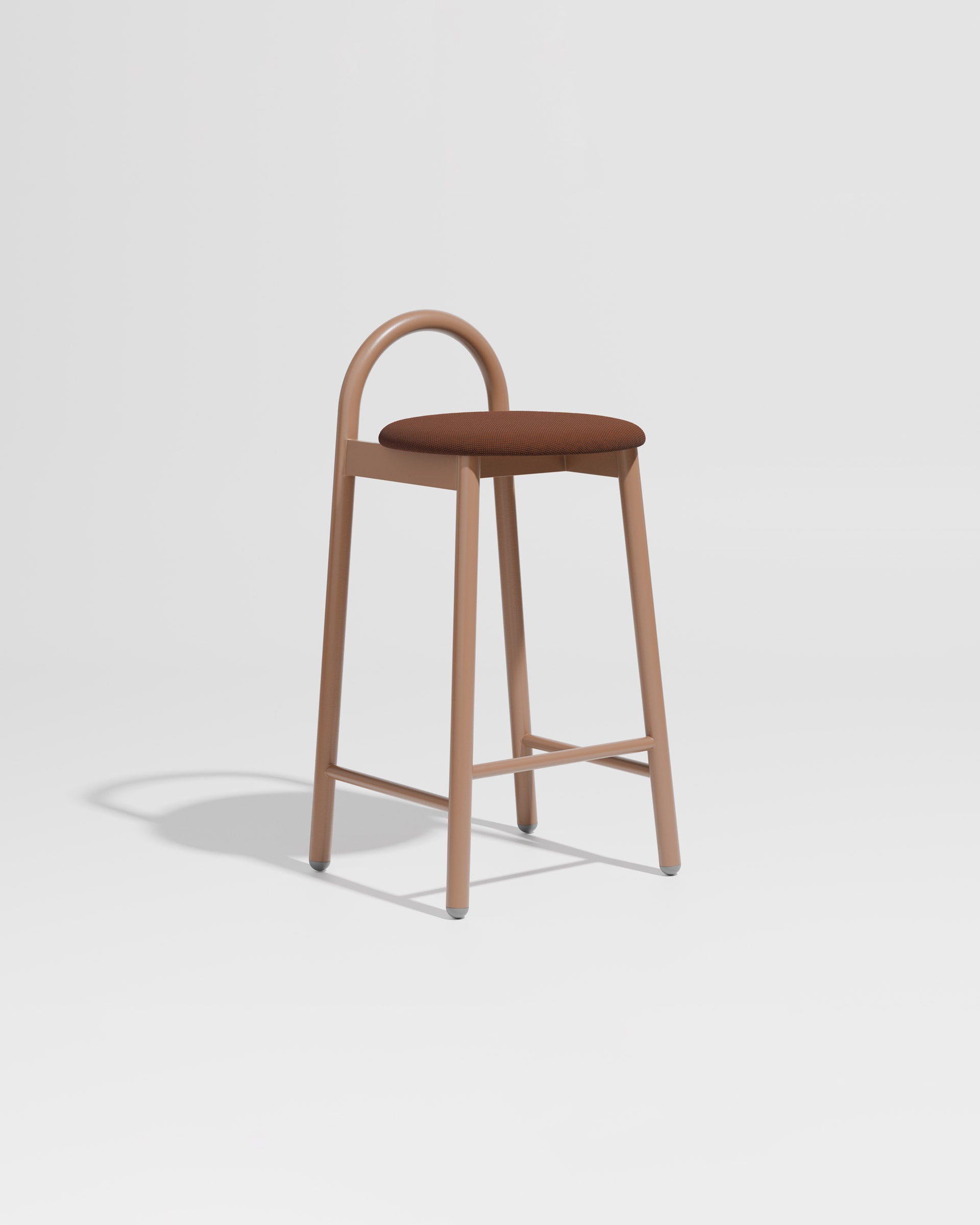 Bobby Counter Stool Metal Upholstered | Daniel Tucker | DesignByThem ** Maharam Merit 033 / Nutmeg