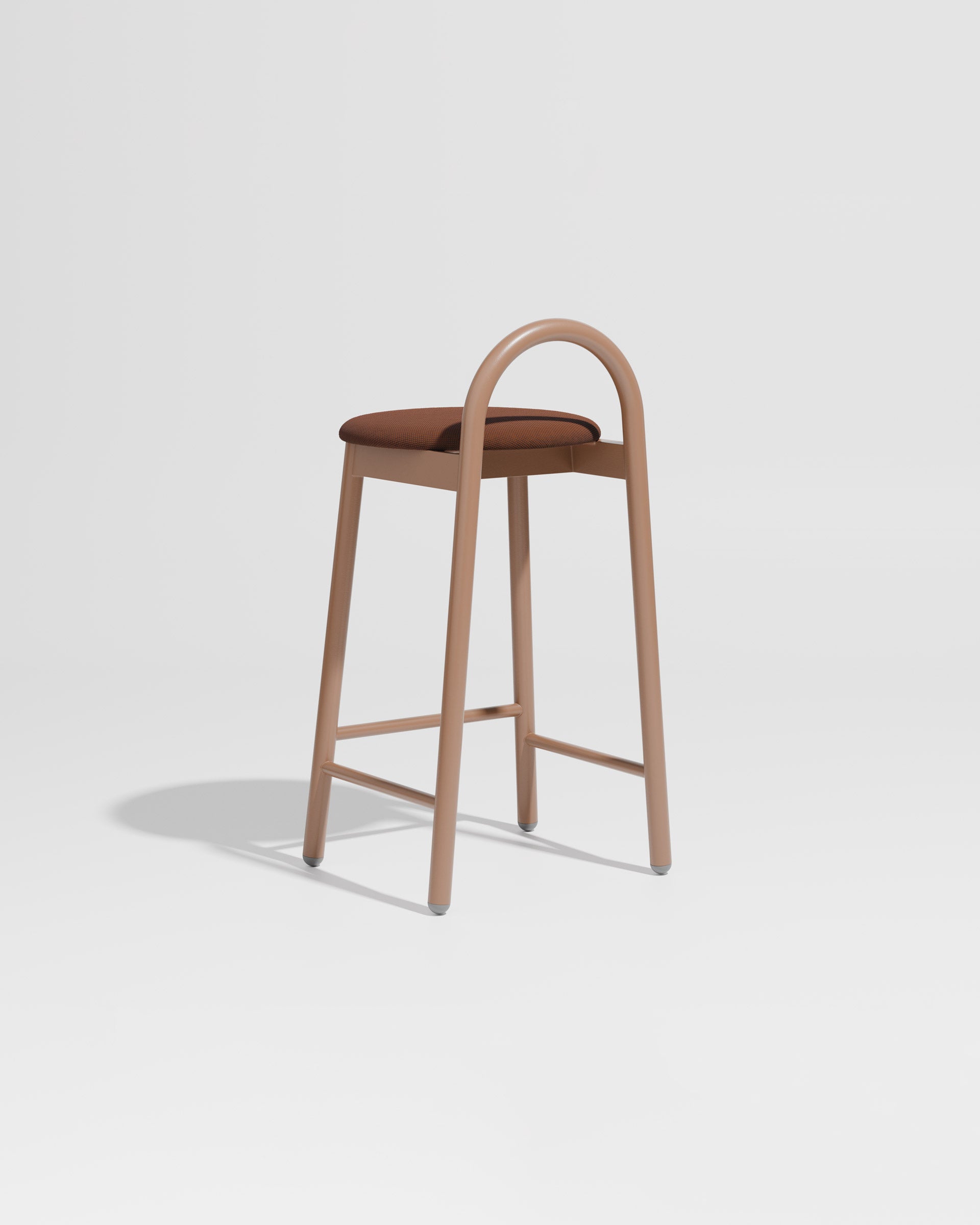 Bobby Counter Stool Metal Upholstered | Daniel Tucker | DesignByThem ** Maharam Merit 033 / Nutmeg