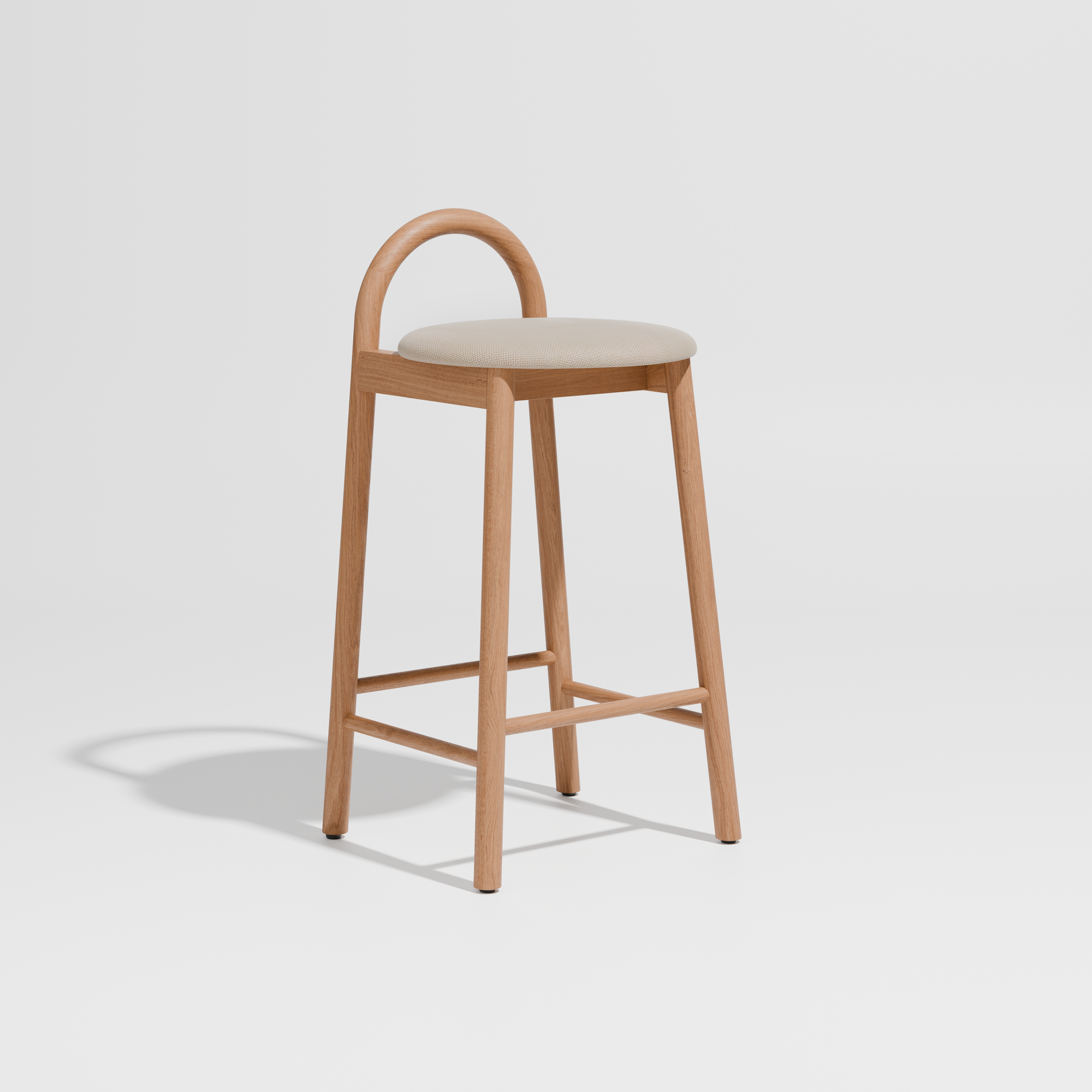 Bobby Timber Bar Counter Stool with Seat Pad | DesignByThem ** Maharam Merit 030 / Oak