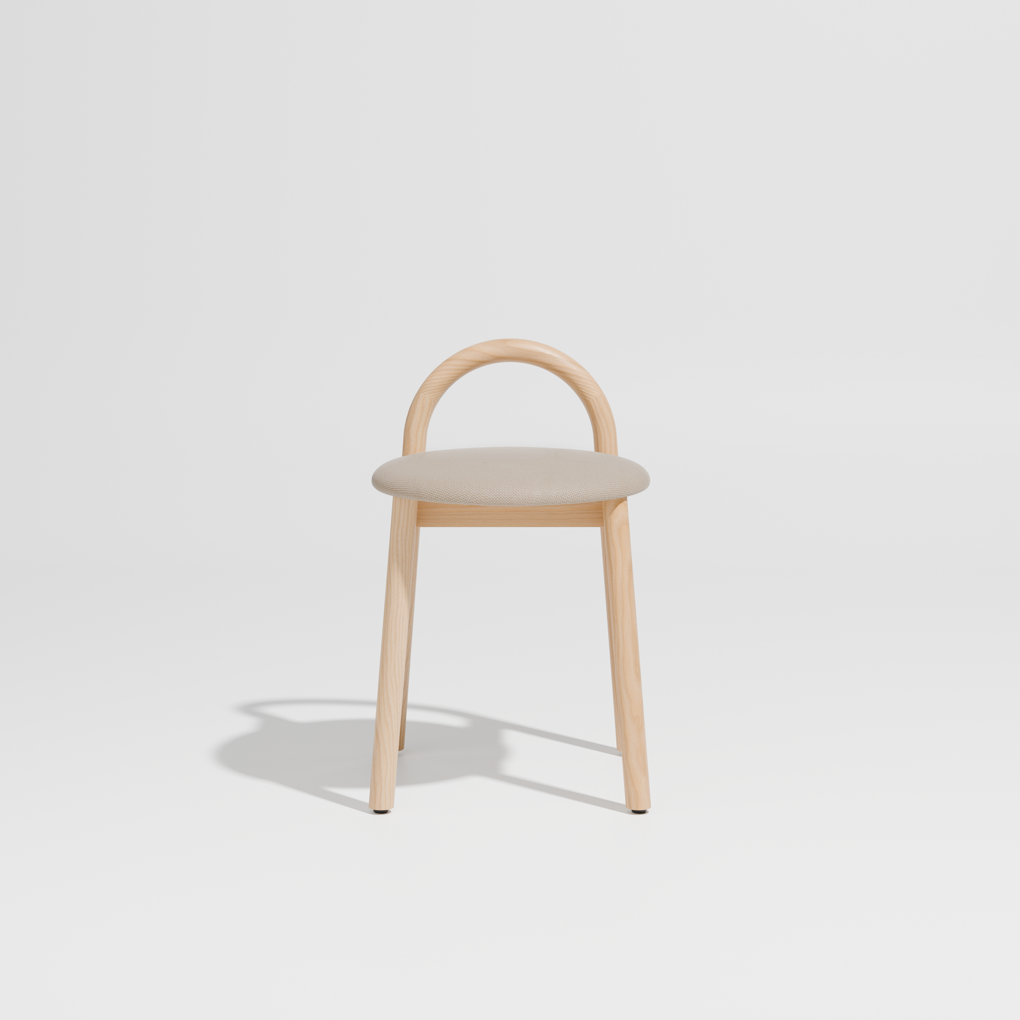 Bobby Timber Low Stool with Seat Pad | DesignByThem ** Maharam Merit 030 / Ash