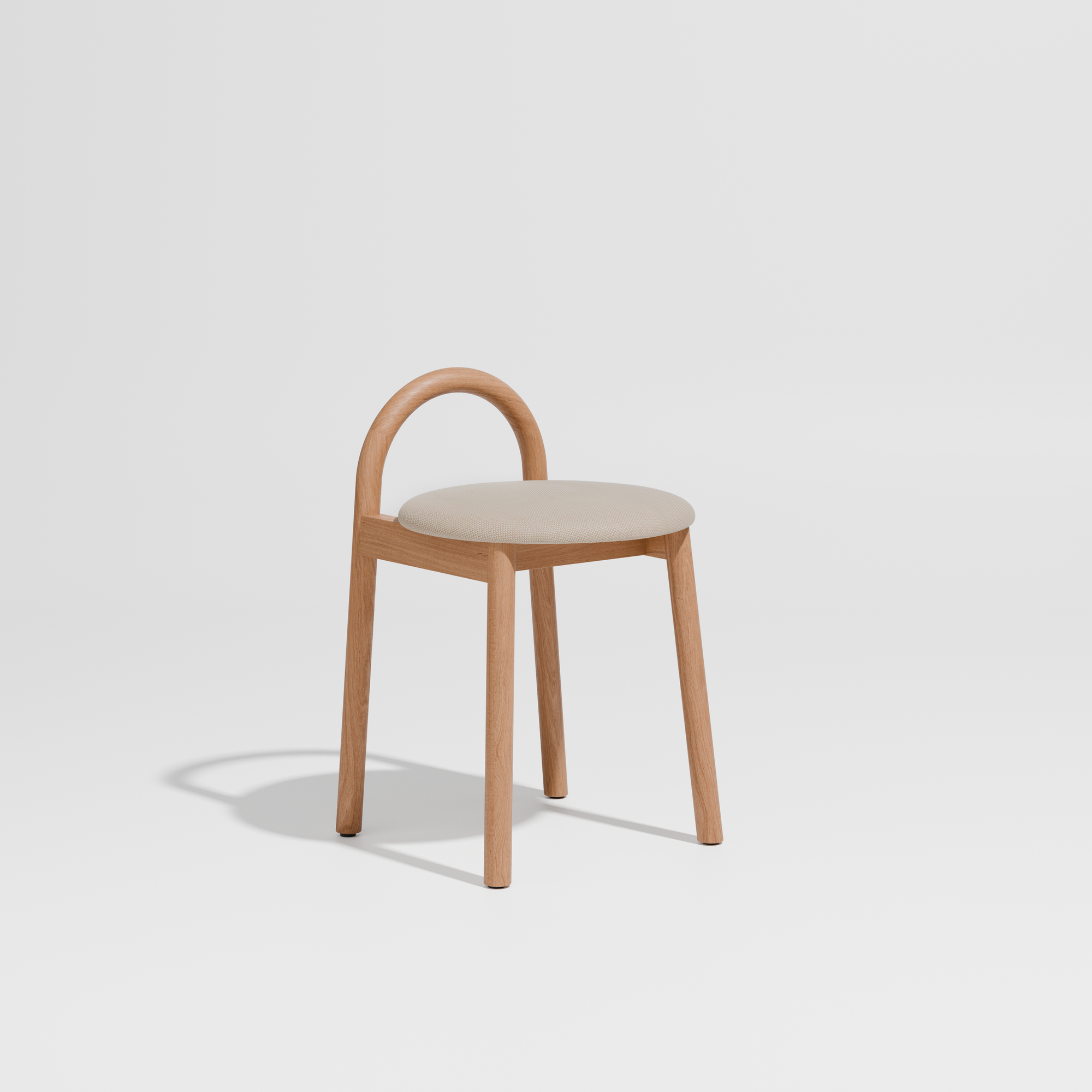 Bobby Timber Low Stool with Seat Pad | DesignByThem ** Maharam Merit 030 / Oak