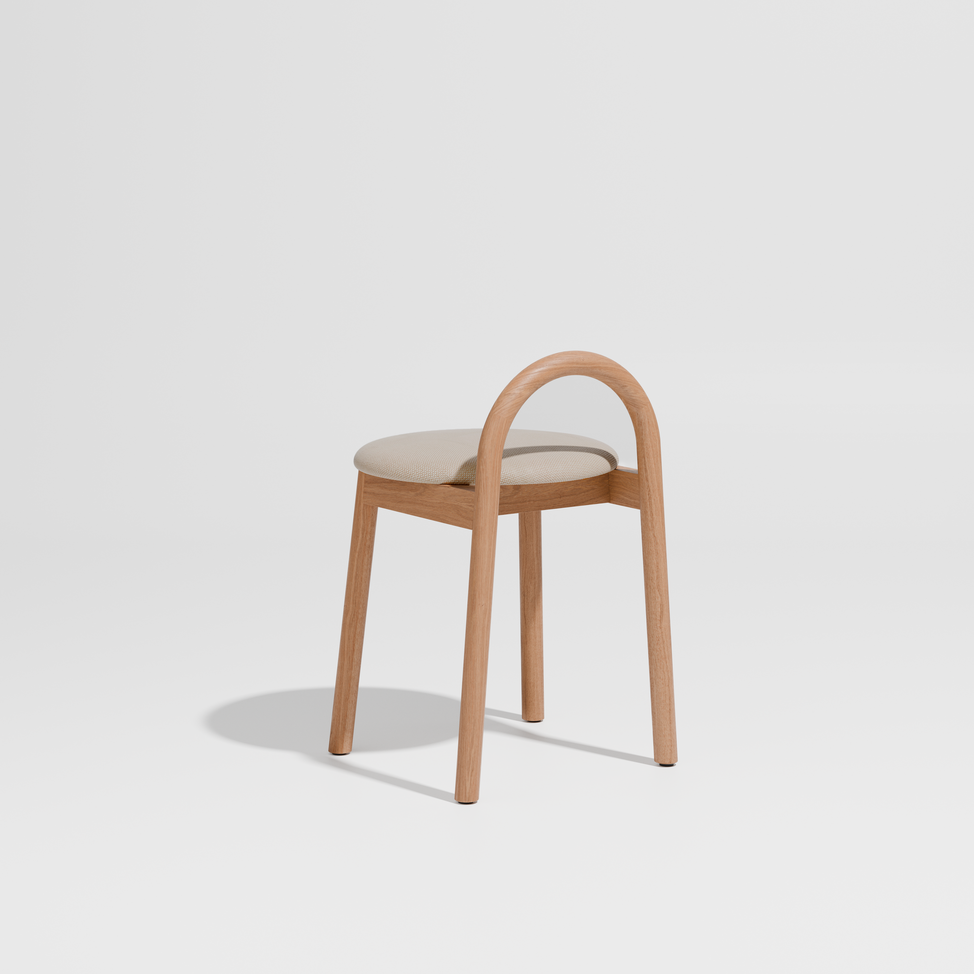 Bobby Timber Low Stool with Seat Pad | DesignByThem ** Maharam Merit 030 / Oak