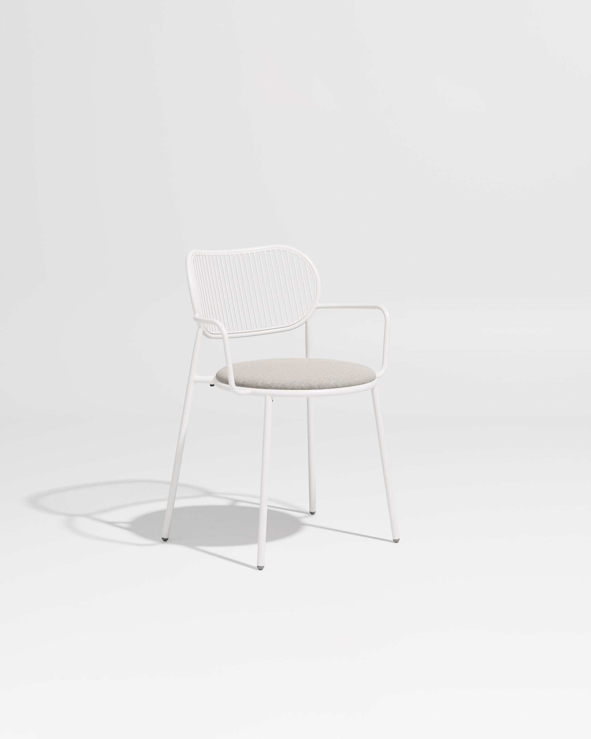 Piper Chair with Armrests | Gibson Karlo | Dining Stainless Steel | DesignByThem ** White-White / Maharam Merit - 023 (Indoor Only)