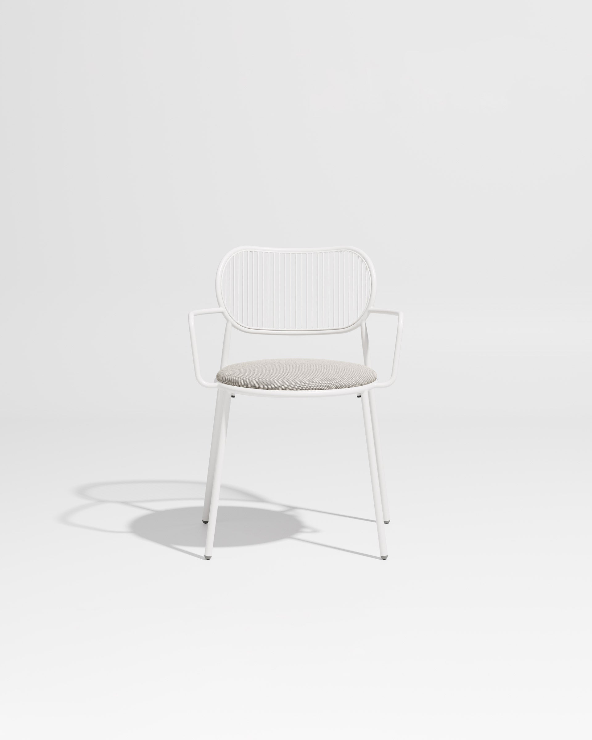 Piper Chair with Armrests | Gibson Karlo | Dining Stainless Steel | DesignByThem ** White-White / Maharam Merit - 023 (Indoor Only)