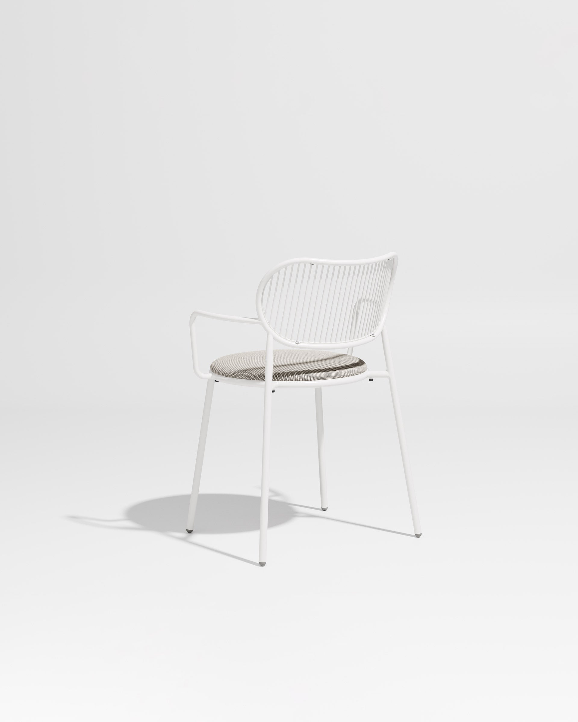 Piper Chair with Armrests | Gibson Karlo | Dining Stainless Steel | DesignByThem ** White-White / Maharam Merit - 023 (Indoor Only)