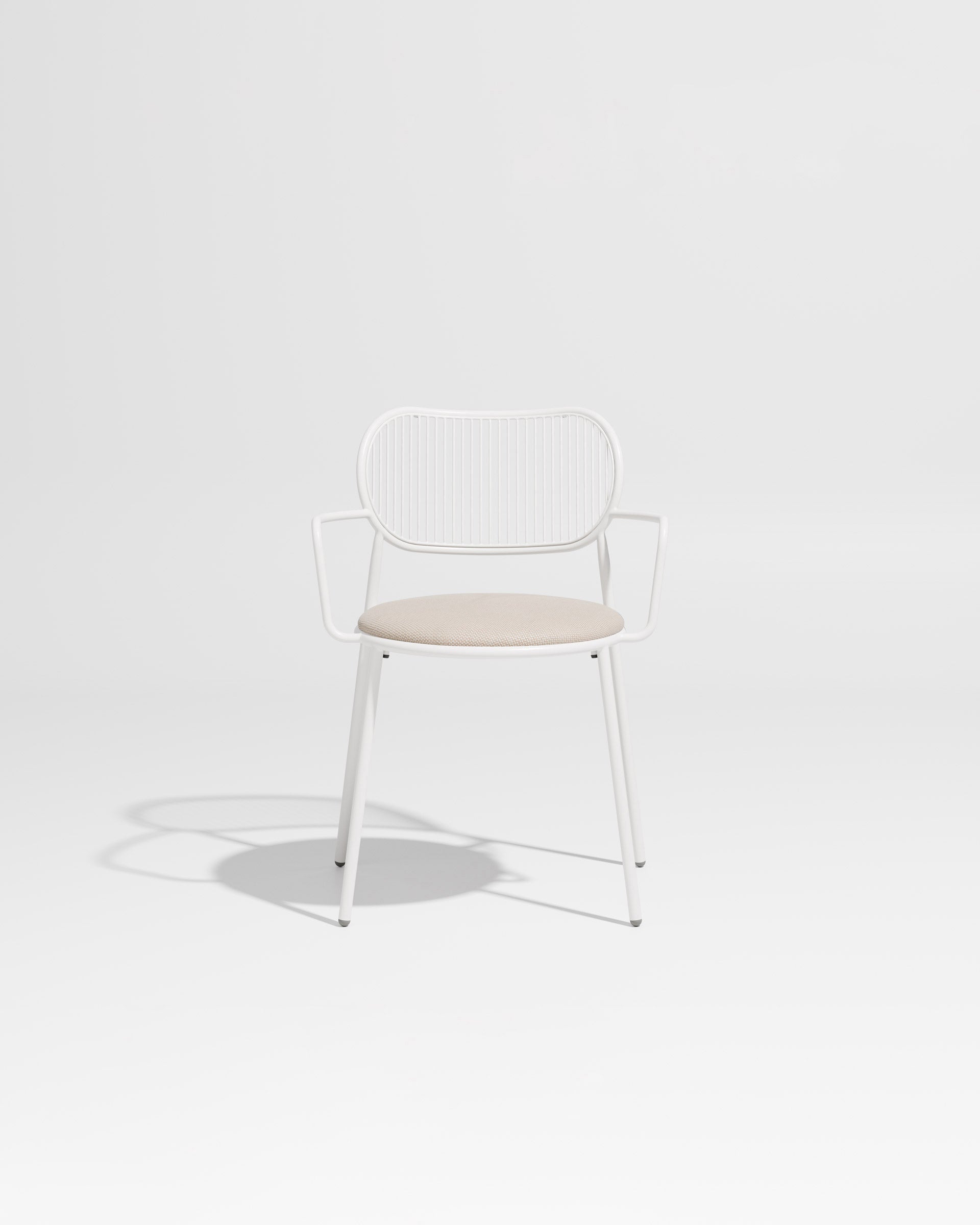 Piper Chair with Armrests | Gibson Karlo | Dining Stainless Steel | DesignByThem ** White-White / Maharam Merit - 030 (Indoor Only)