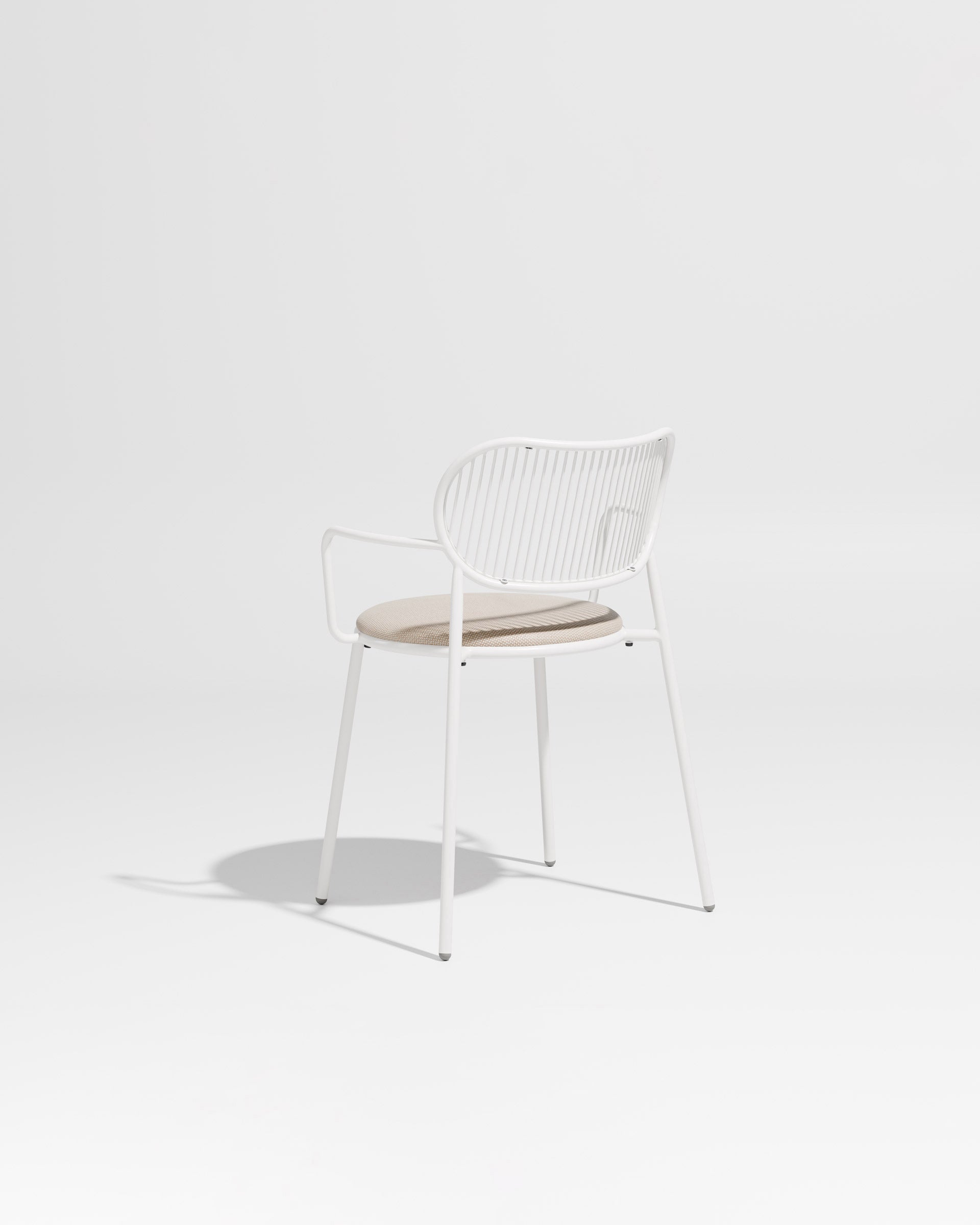 Piper Chair with Armrests | Gibson Karlo | Dining Stainless Steel | DesignByThem ** White-White / Maharam Merit - 030 (Indoor Only)