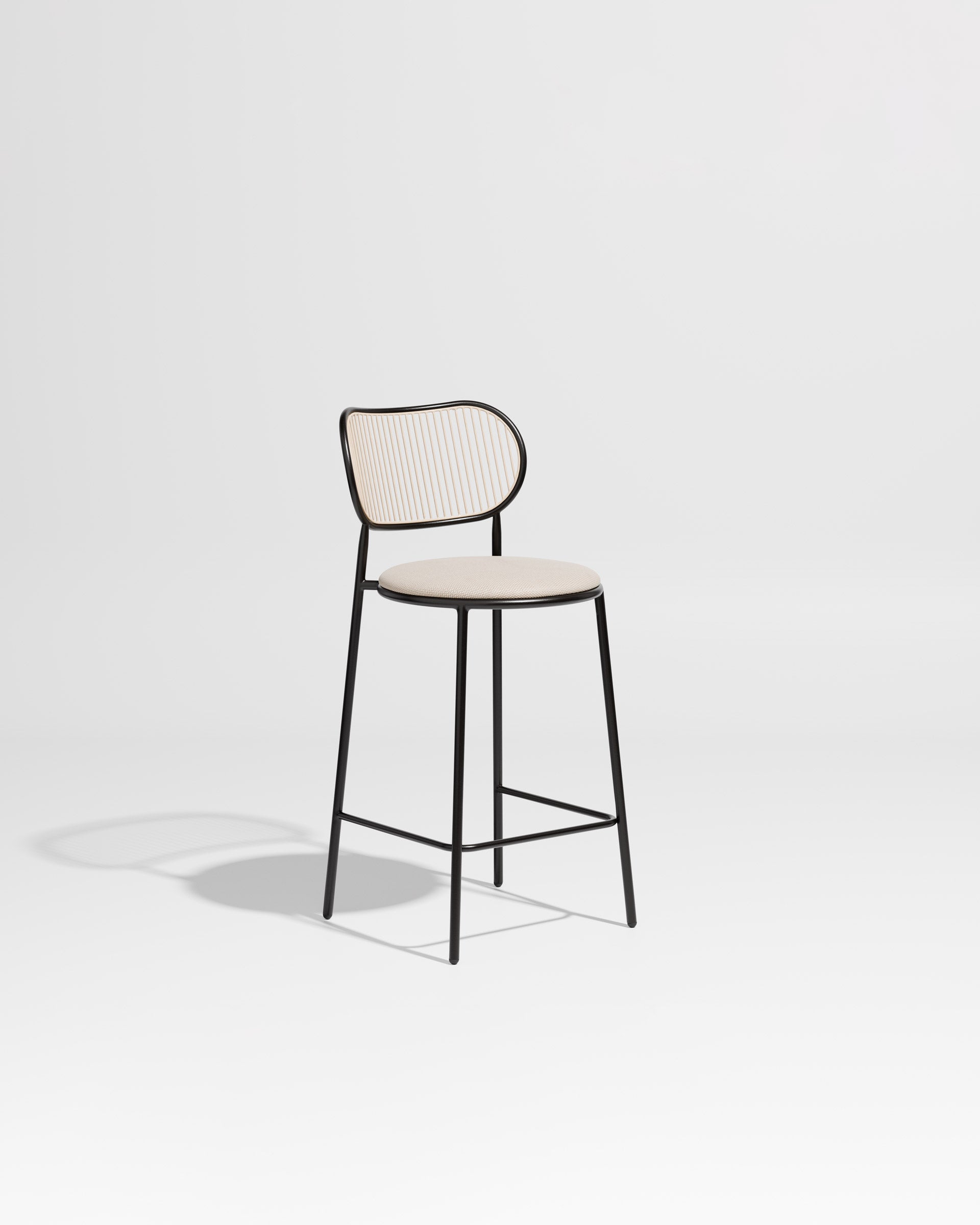 Piper Counter Chair | Gibson Karlo | Stainless Steel | DesignByThem ** Black-Beige / Maharam Merit - 030 (Indoor Only)