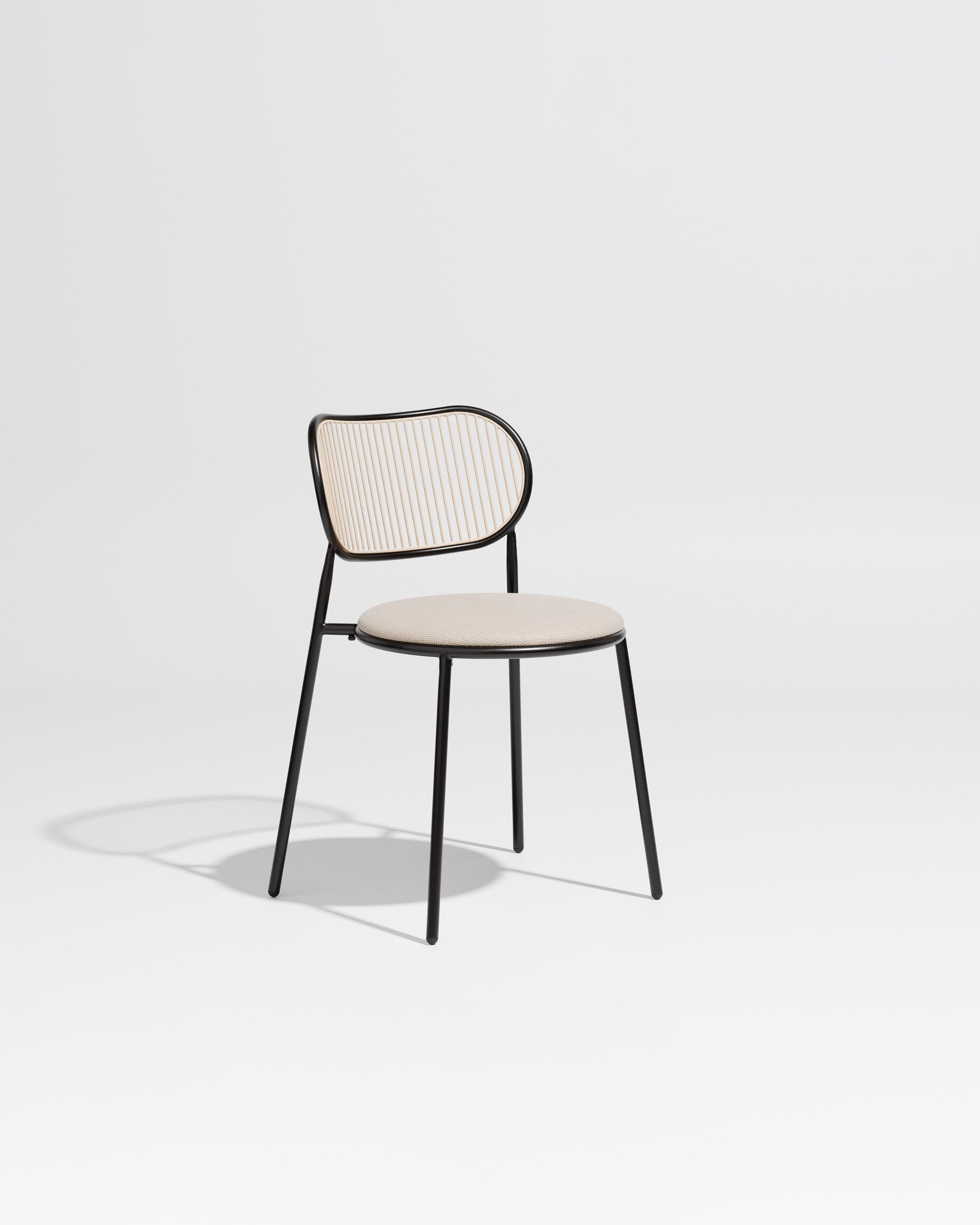 Piper Chair | Gibson Karlo | Dining Stainless Steel | DesignByThem ** Black-Beige / Maharam Merit - 0030 (Indoor Only)