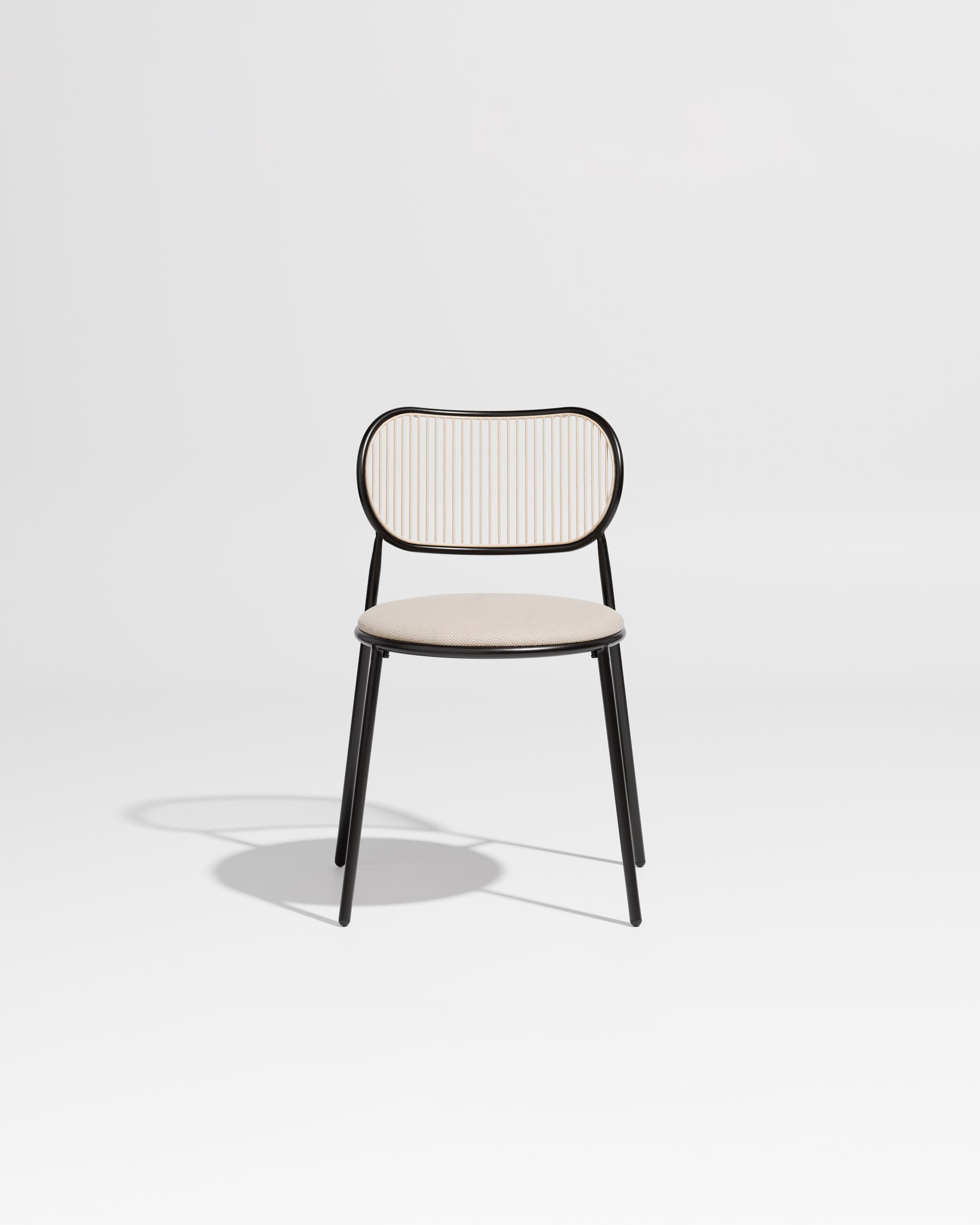 Piper Chair | Gibson Karlo | Dining Stainless Steel | DesignByThem ** Black-Beige / Maharam Merit - 0030 (Indoor Only)