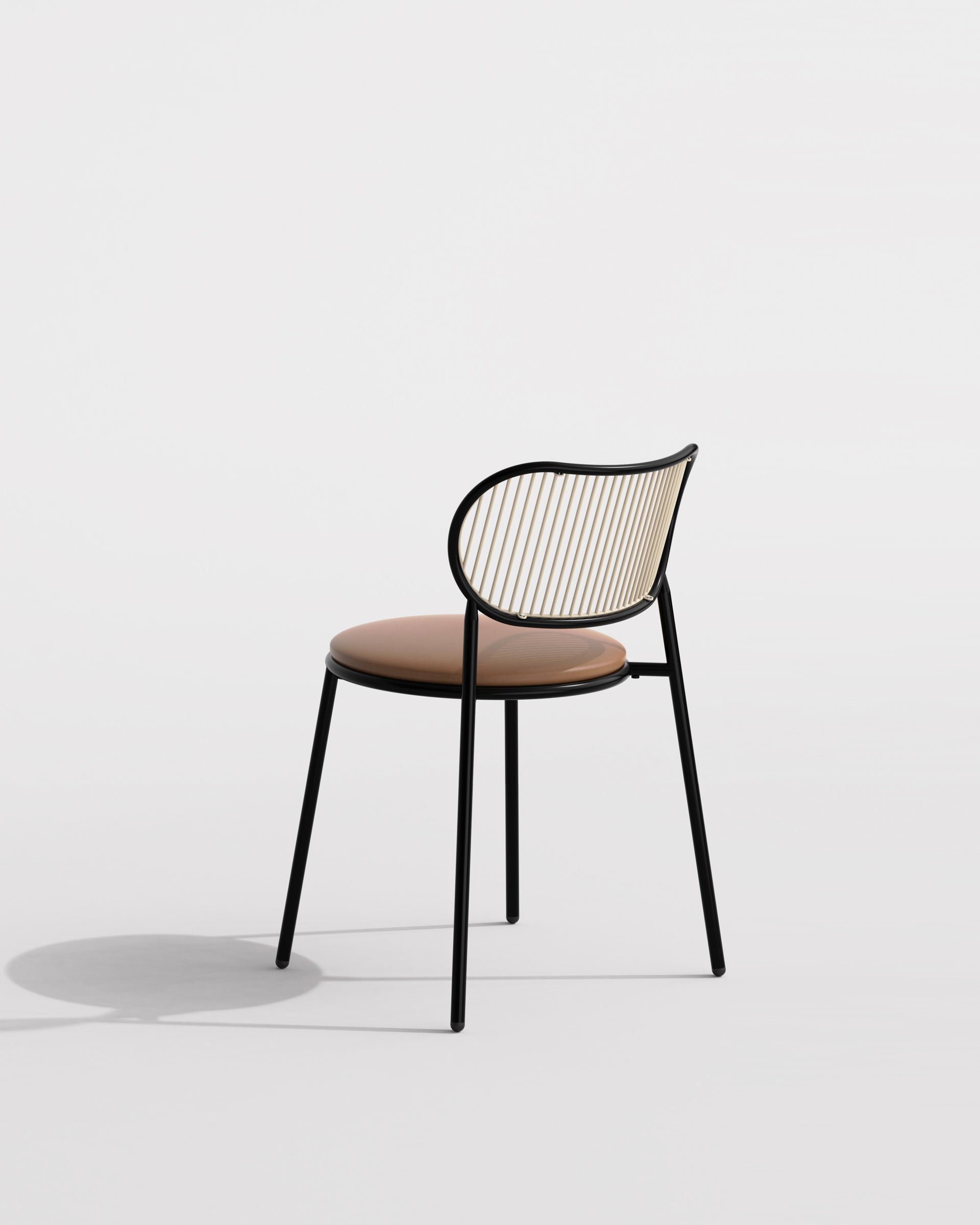 Piper Dining Chair Upholstered | Fabric or Leather Seat Stackable | Designed by GibsonKarlo | DesignByThem | ** Maharam Lariat (Vinyl) 001 Camel