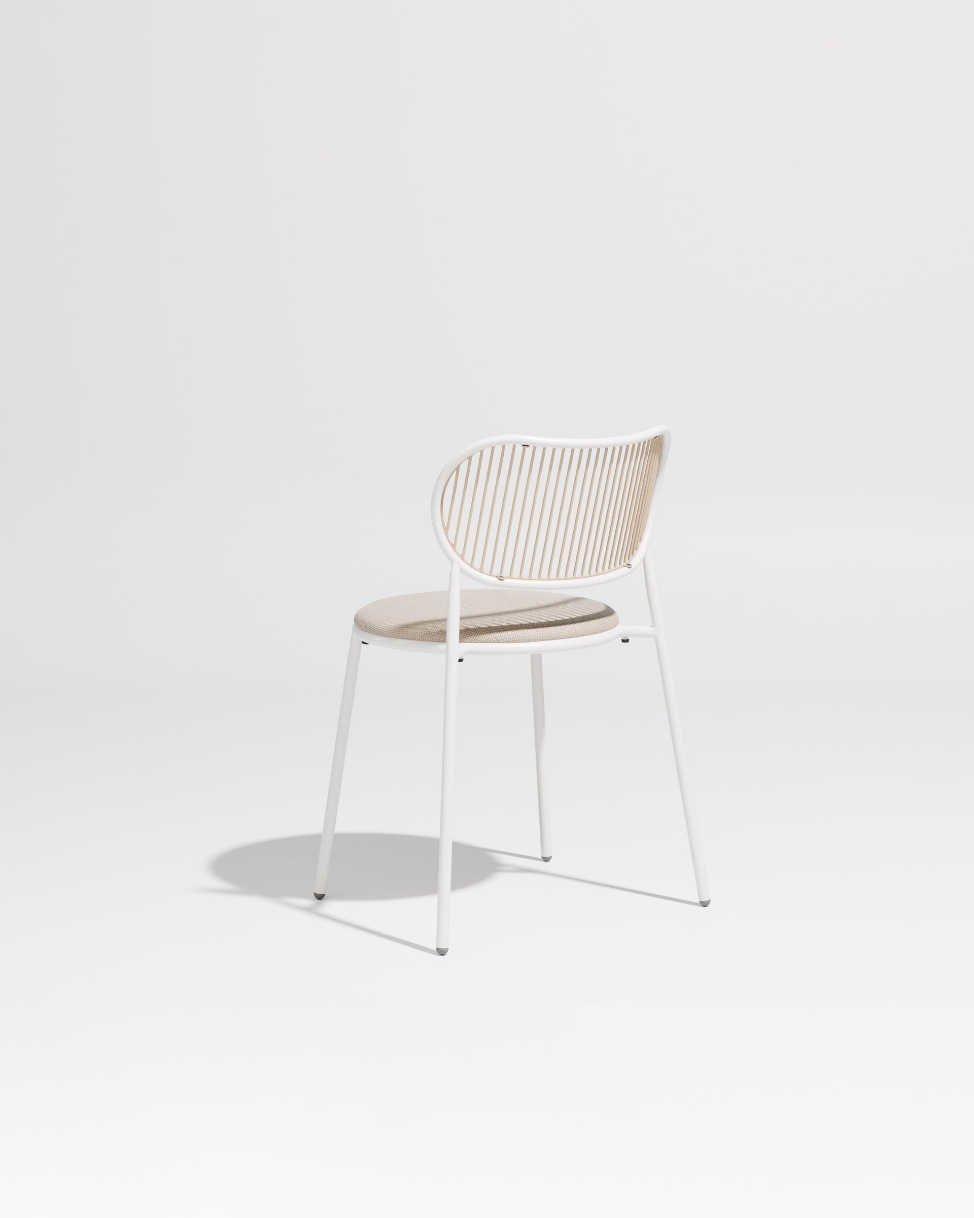 Piper Chair | Gibson Karlo | Dining Stainless Steel | DesignByThem ** White-Beige / Maharam Merit - 0030 (Indoor Only)