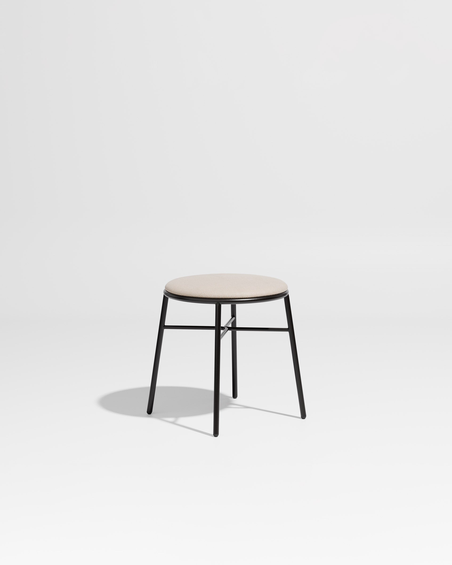 Piper Low Stool | Gibson Karlo | Stainless Steel | DesignByThem ** Black / Maharam Merit - 030 (Indoor Only)