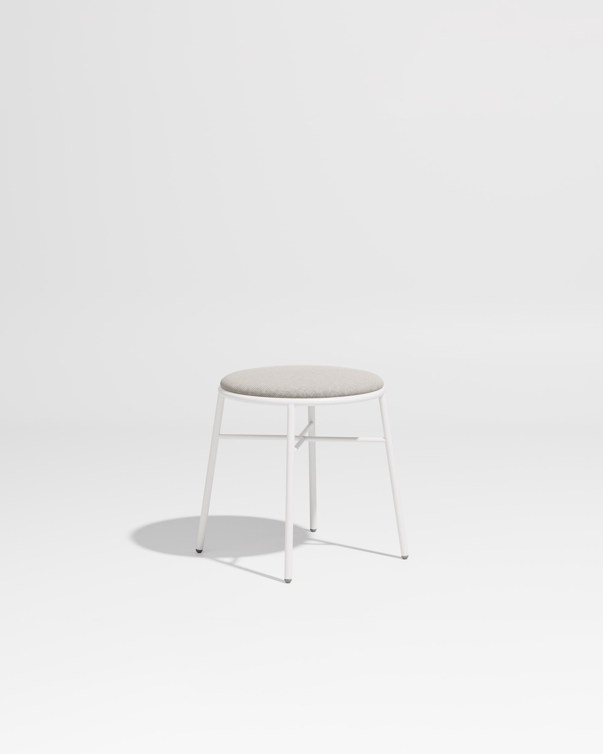 Piper Low Stool | Gibson Karlo | Stainless Steel | DesignByThem ** White / Maharam Merit - 023 (Indoor Only)