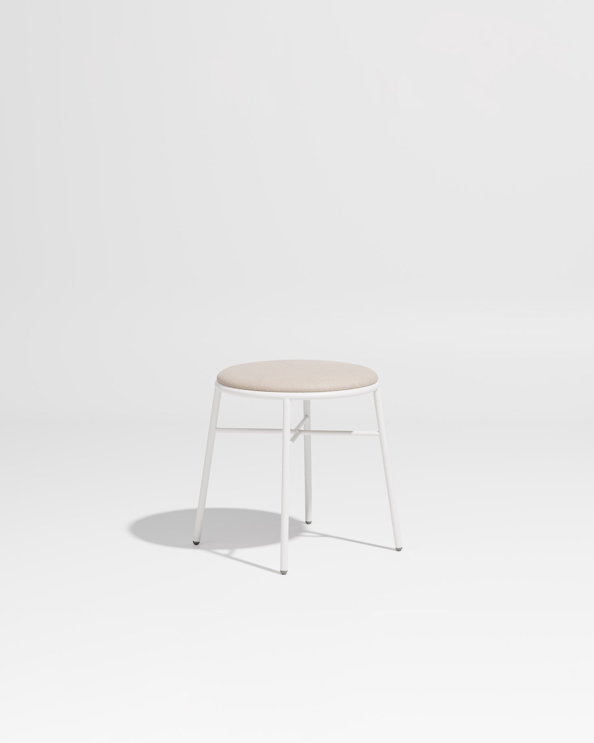 Piper Low Stool | Gibson Karlo | Stainless Steel | DesignByThem ** White / Maharam Merit - 030 (Indoor Only)