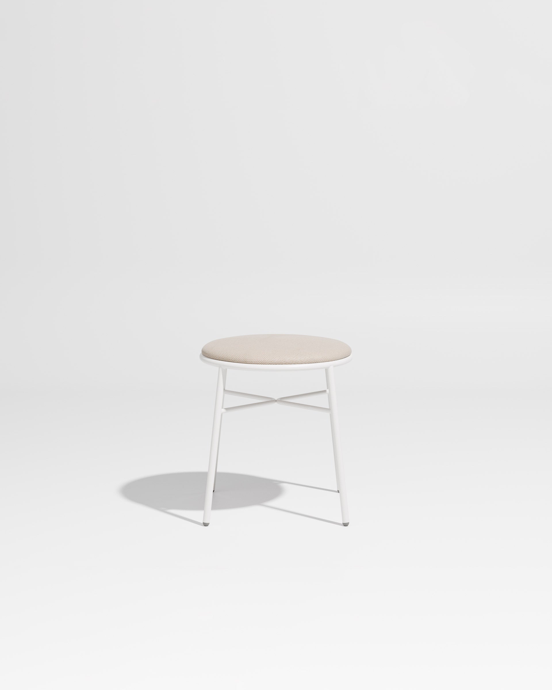 Piper Low Stool | Gibson Karlo | Stainless Steel | DesignByThem ** White / Maharam Merit - 030 (Indoor Only)