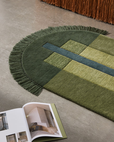 Overlay Rugs | Large Runner Olive | Fringed Geometric Runner | Danielah Martinez | DesignByThem