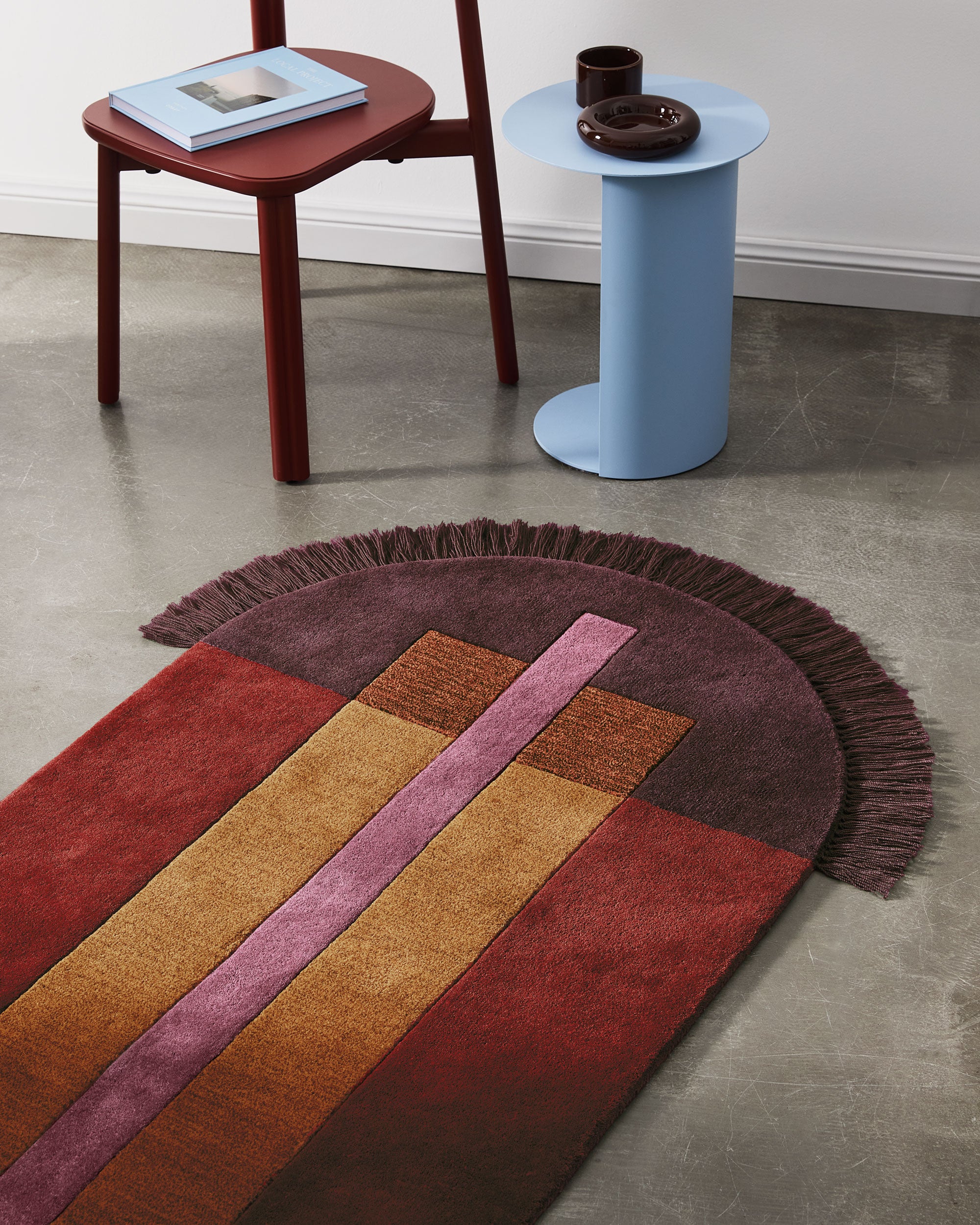 Overlay Rugs | Large Runner Burgundy | Fringed Geometric Runner | Danielah Martinez | DesignByThem