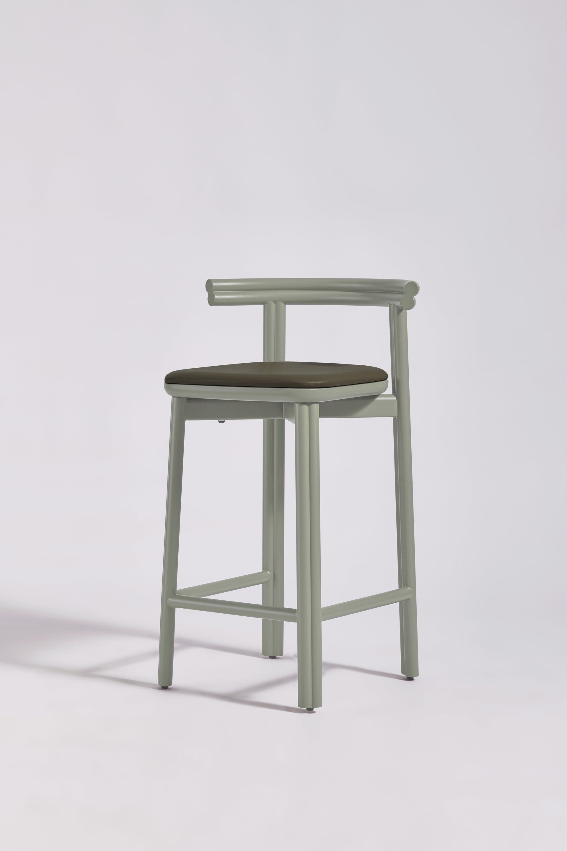 Twill Metal Bar Chair Upholstered Seat | Pale Eucalypt Metal Counter Stool | GibsonKarlo | DesignByThem ** HF2 Knoll Prairie - 034 Driftwood Bison (Outdoor Suitable)