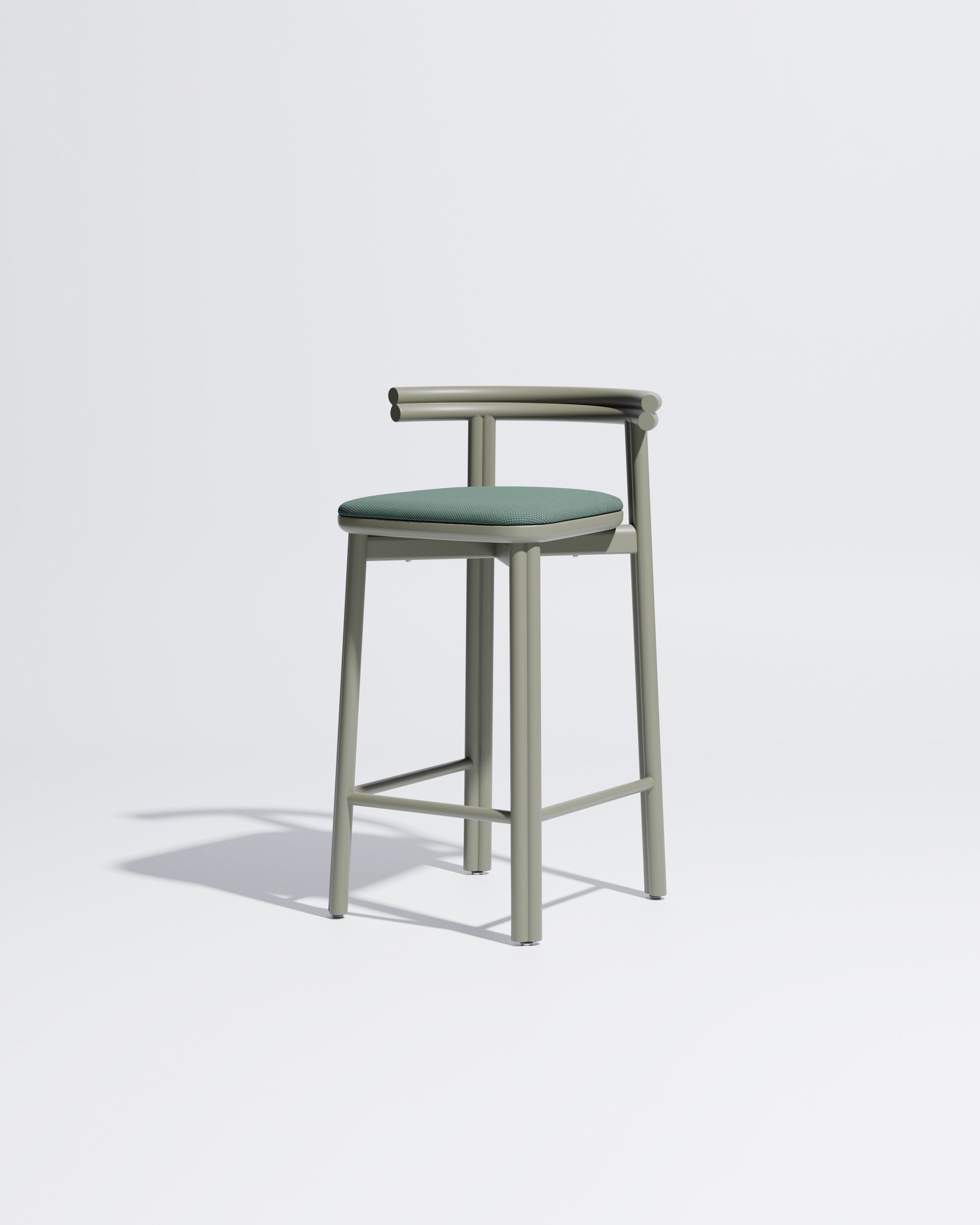 Twill Metal Counter Chair Upholstered | Gibson Karlo | DesignByThem ** Pale Eucalypt / Maharam Merit - 017 (Indoor Only)