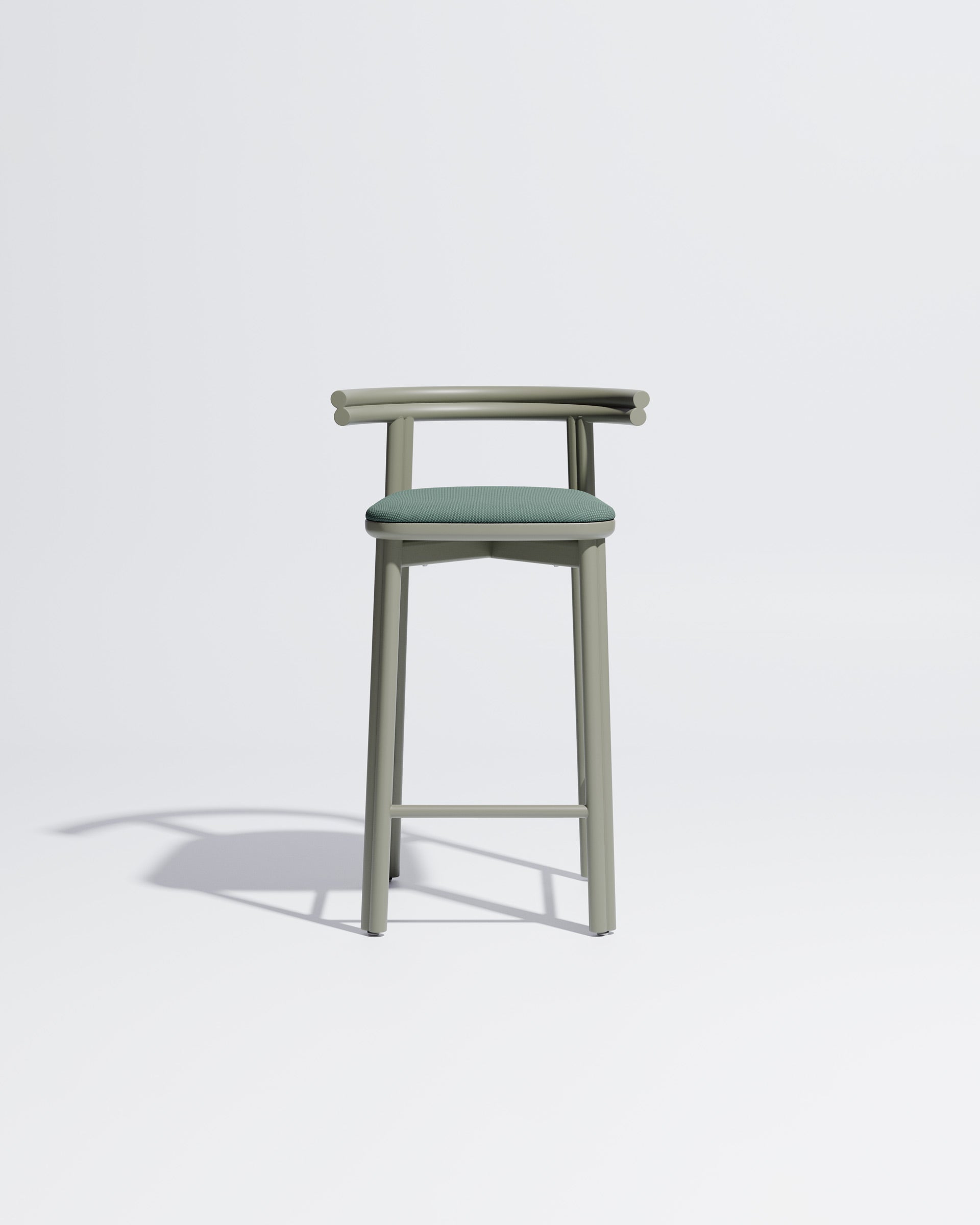 Twill Metal Counter Chair Upholstered | Gibson Karlo | DesignByThem ** Pale Eucalypt / Maharam Merit - 017 (Indoor Only)